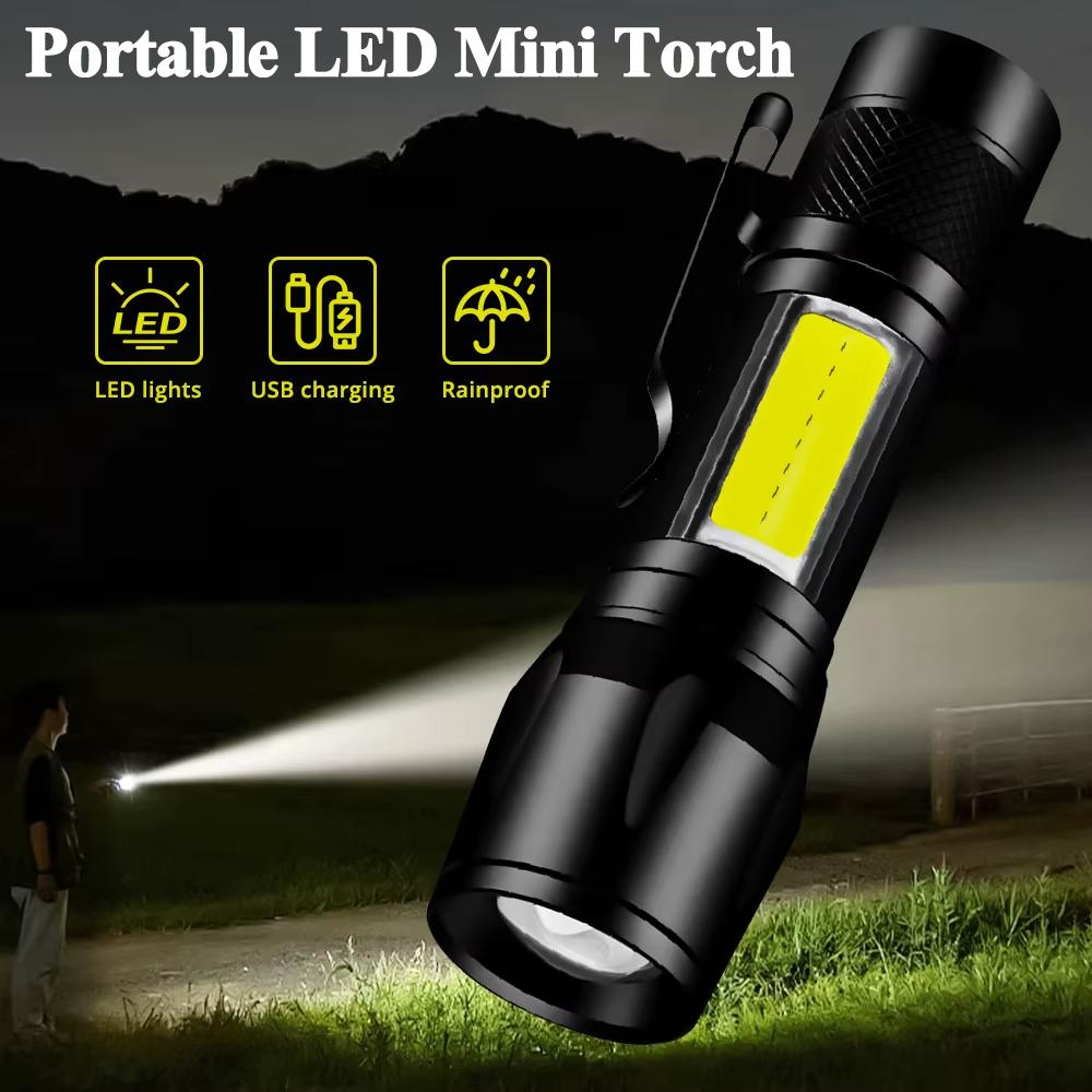 Mini LED Flashlight High Power Rechargeable Zoomable Light Waterproof Camping Torch For Hiking Emergency Lantern Outdoor Tools