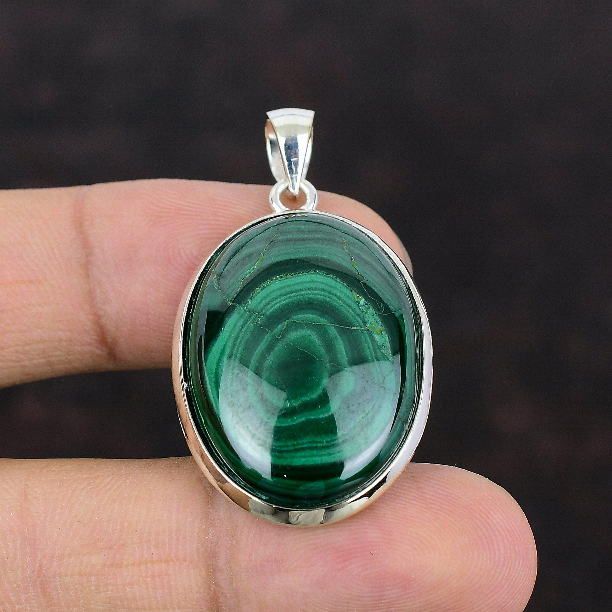 Malachite Pendant Handmade Brand New Jewelry 925 Sterling Silver Pendant Unique Design Pendant Wedding Gift For Mom Genuine Gemstone Jewelry