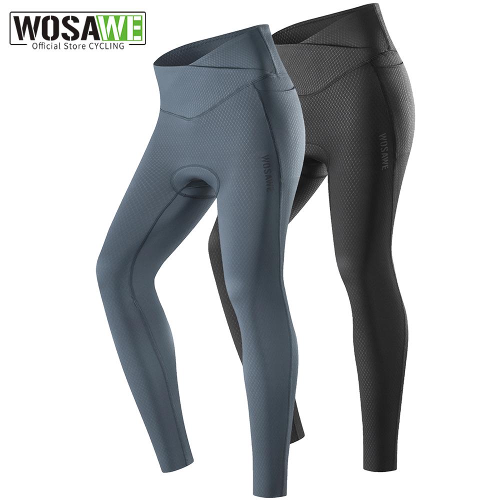 Wosawe Women Mountain Bike Yoga Pants Moisture Wicking Sweat Reflective Cycling Leggings Sponge Padded Cycling Shorts