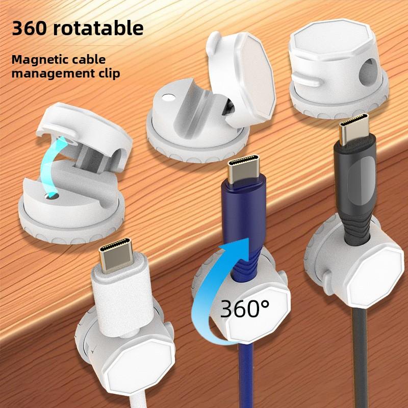 1 ks Magnetická otočná základna Organizér kabelů Držák kabelů Stolní Auto Datový kabel Napájecí kabel Spona pro uložení Klip na kabel
