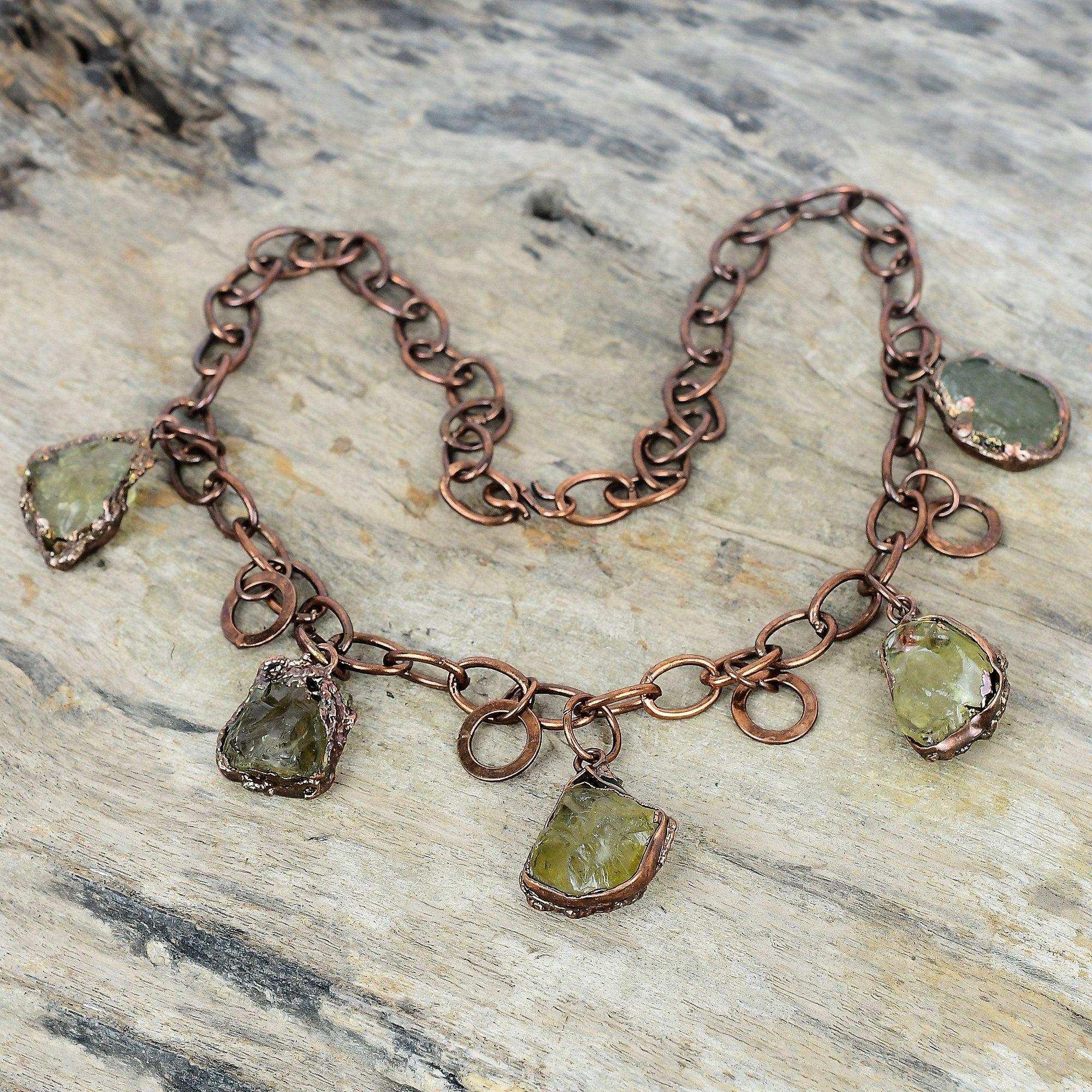Citrine rough necklace electroformed copper necklace adjustable chain necklace handmade copper jewelry wedding gift dainty gemstone necklace