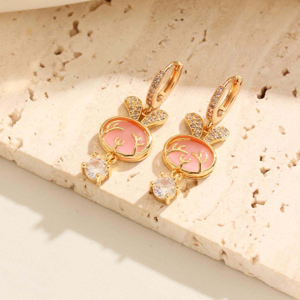1 Pair Cute Rabbit Dangle Earrings for Women Zirconia Earring Jewelry Wedding Party Accessories