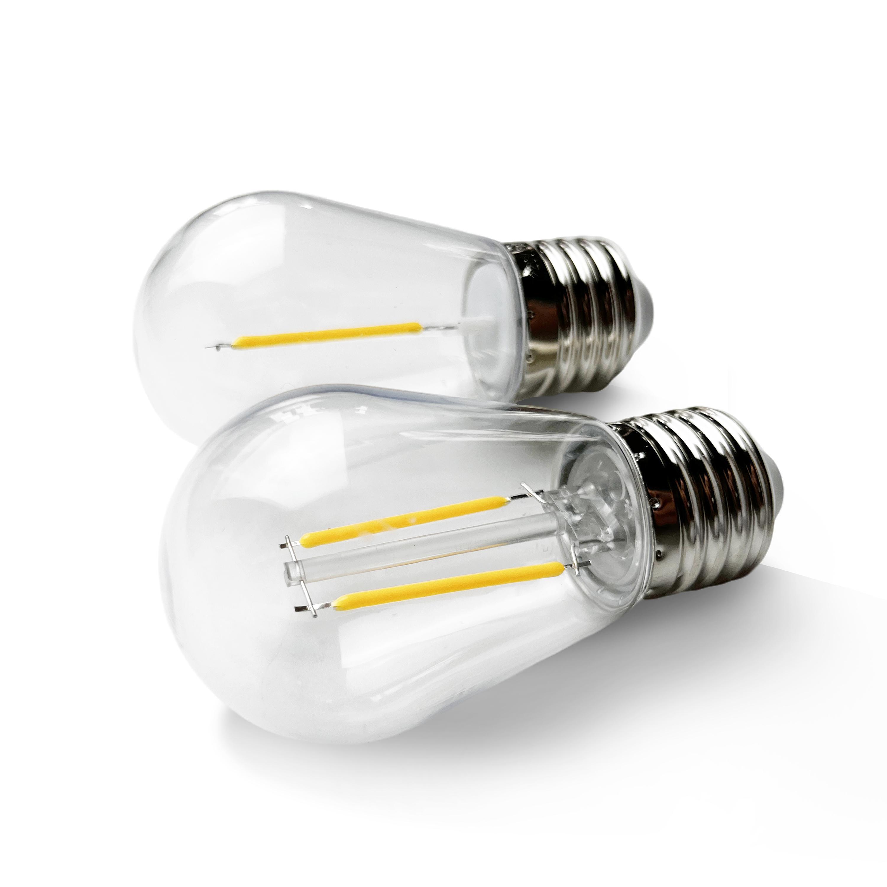 10Pack 5V S14 Filament Bulb Solar String Lights E27 E261W Warm White LED Light Bulbs with PC Cover