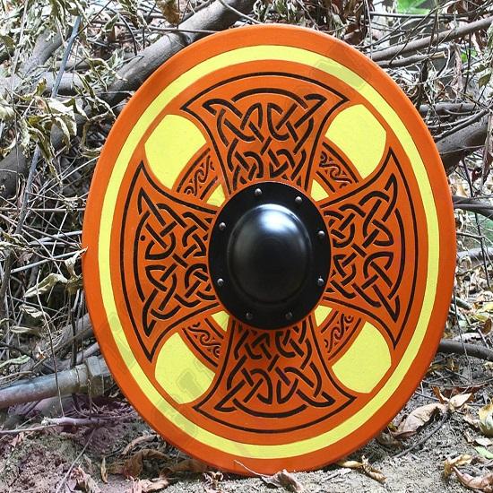 Royal Handicraft Viking Shield Roleplay Cosplay Předmět Středověký keltský dřevěný vyřezávaný znak revizora