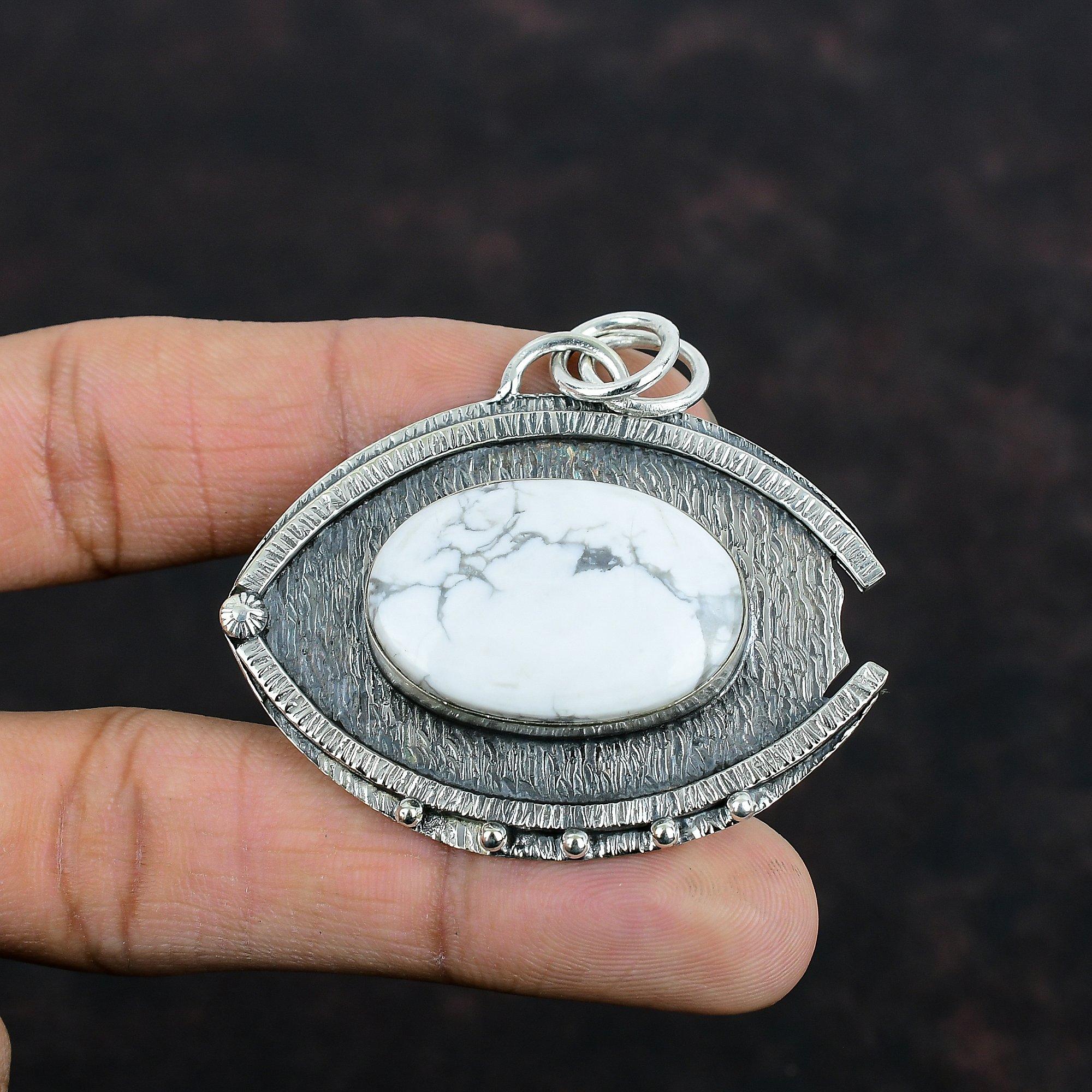 Howlite Gemstone Pendant Handmade Pendant Unique Jewelry 925 Sterling Silver Pendant Howlite Jewelry Decent Pendant Anniversary Gift For Her