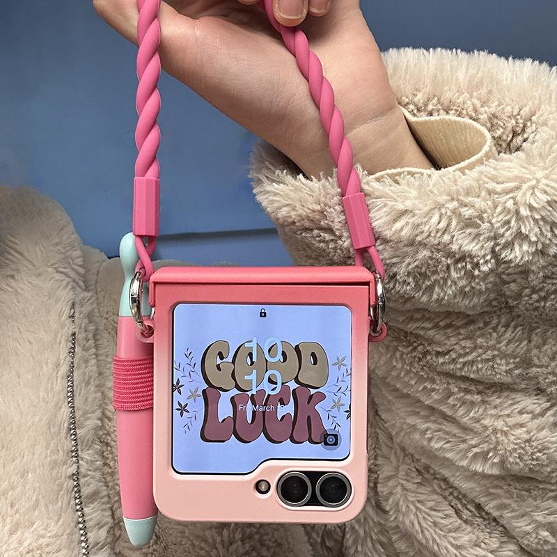 Etui zflip7 etui flip6 urocze etui ze stylusem etui flip do Samsung Galaxy Z Flip6 zflip7 urocze funda z silikonowym paskiem na rękę