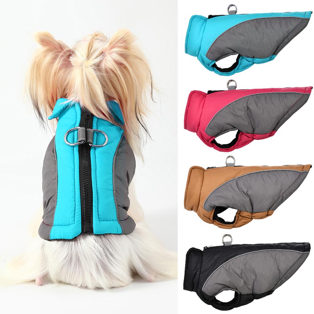 Reflective Warm Dog Clothes For Small Medium Dogs Cats Winter Windproof With D-ring Puppy Jacket Yorkshire Pet Coat