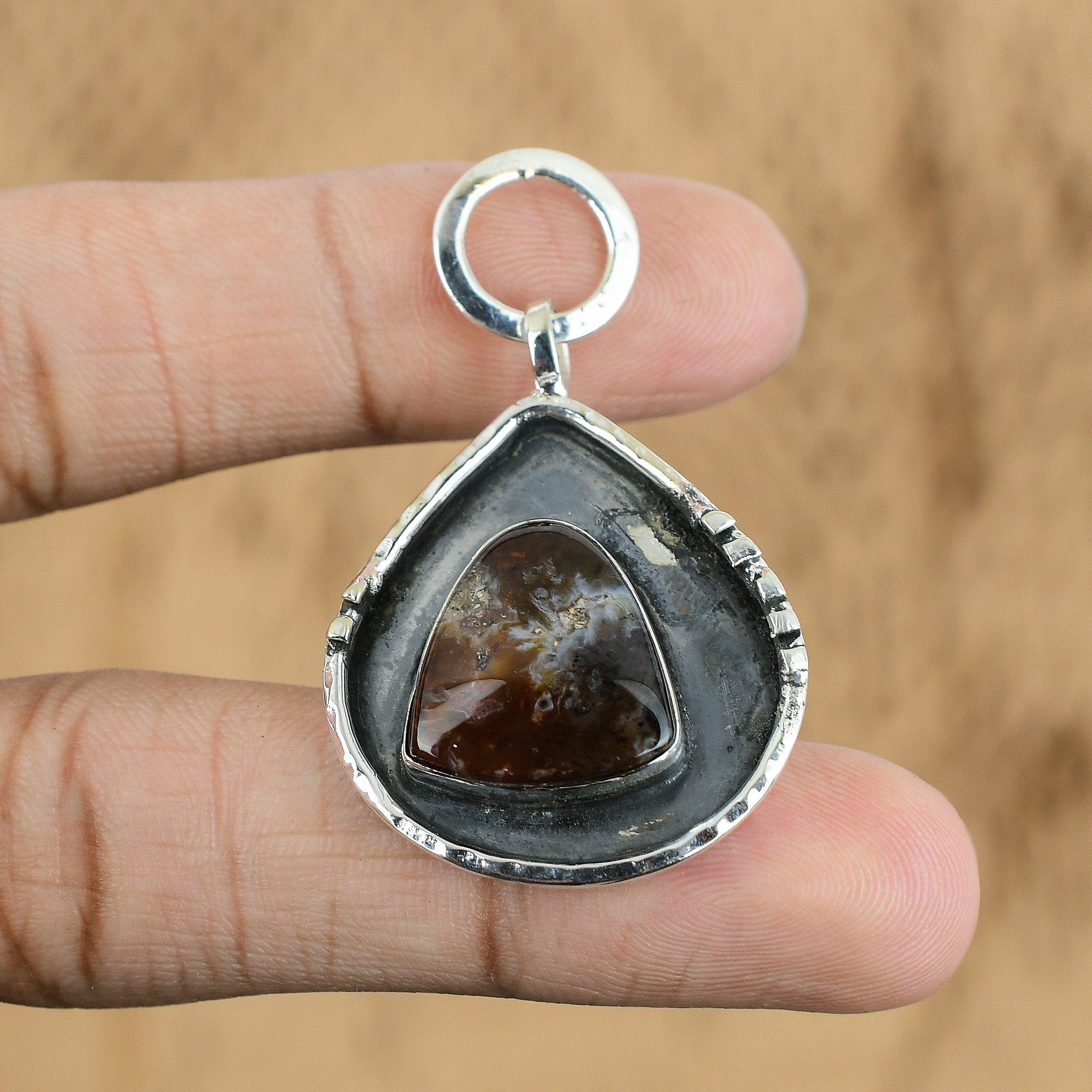 Womens Day Sale Stick Agate Gemstone 925 Sterling Silver Handmade Wife Pendant