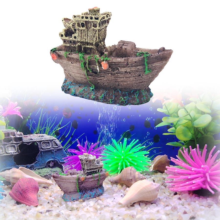 Aquarium Fish Tank Landscape Pirate Ship Wreck Ship Decor Resin Boat Ornament Aquarium Accessories Decoration