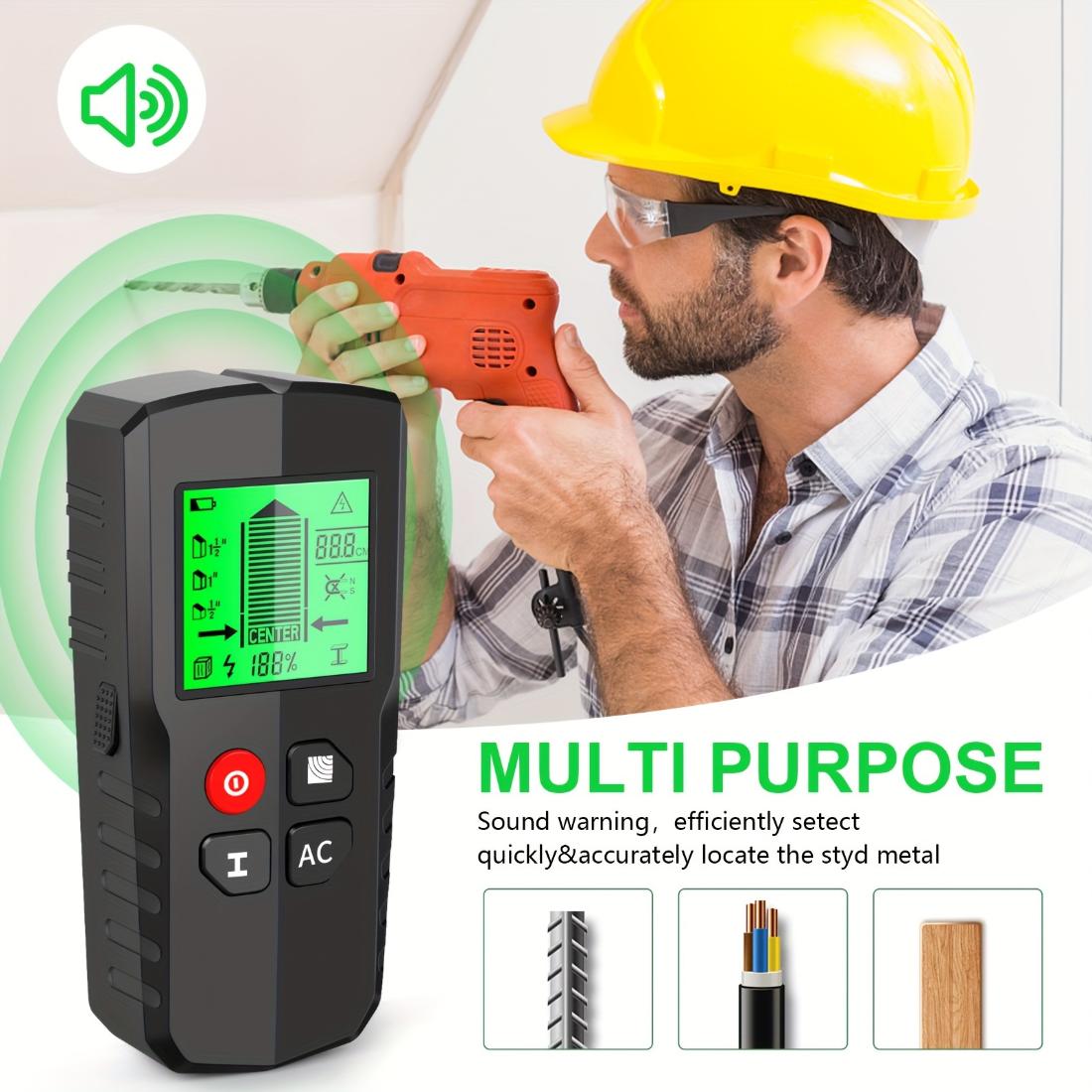 Professional Wall Scanner With HD LCD Display, Accurately Detect Wood, AC Wires, Metal Studs, Beams And Pipes, Easy To Use Reliable Wall Detector