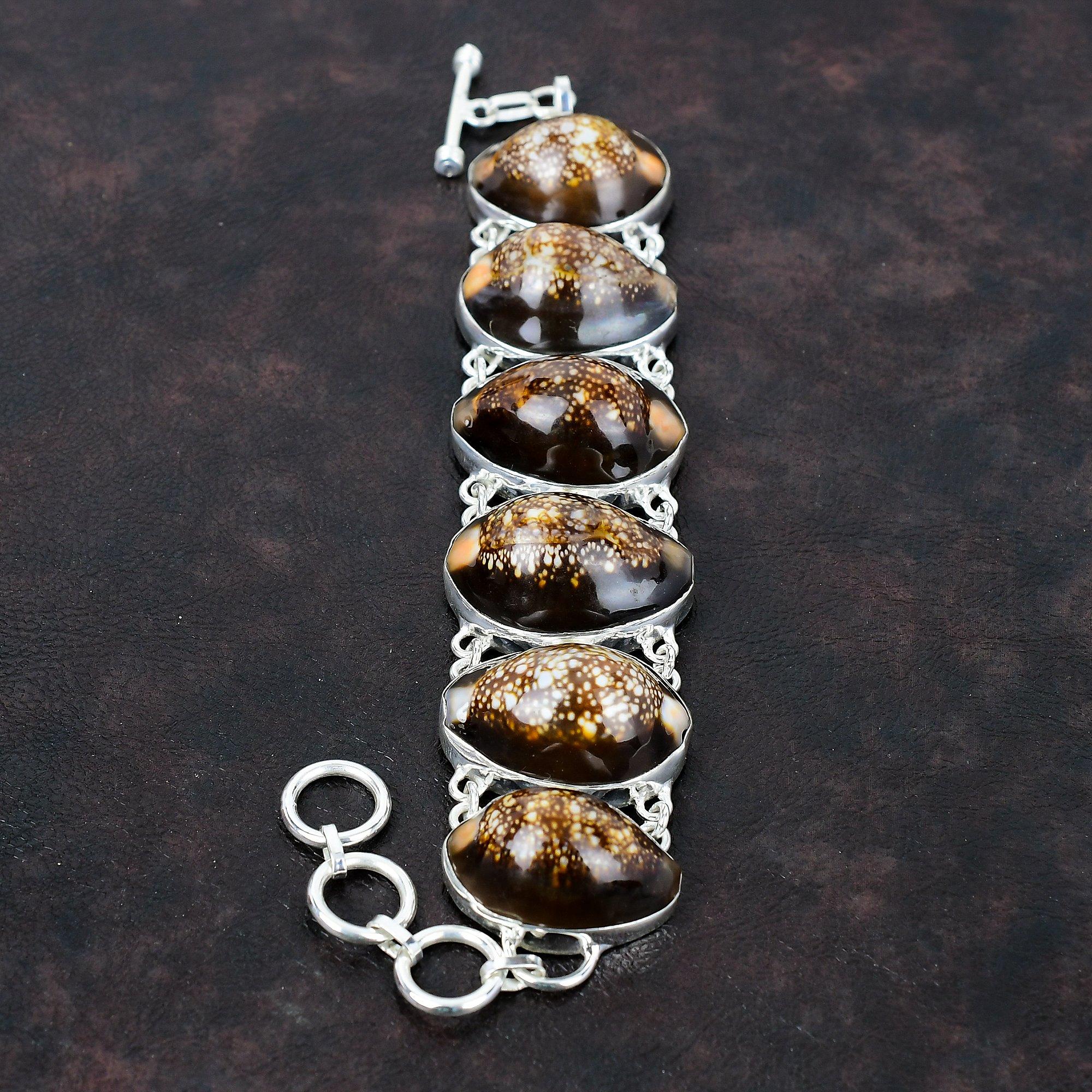 Cowrie Shell Bracelet Natural Gemstone Bracelet Handmade Elegant Jewelry 925 Sterling Silver Bracelet Adjustable Chain Bracelet Gift For Mom