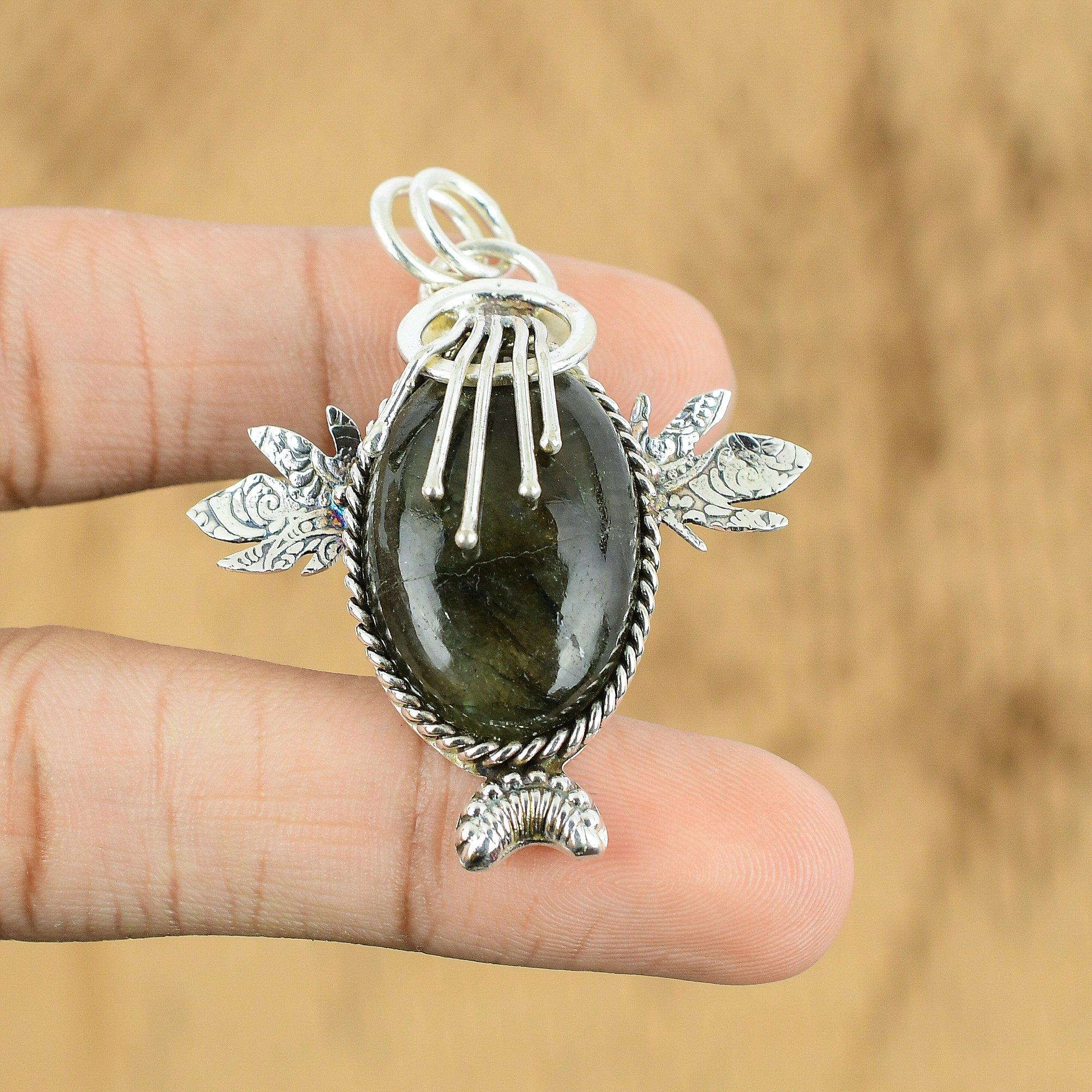 Easter Deal 925 Sterling Silver Oval Natural Labradorite Anniversary New Pendant
