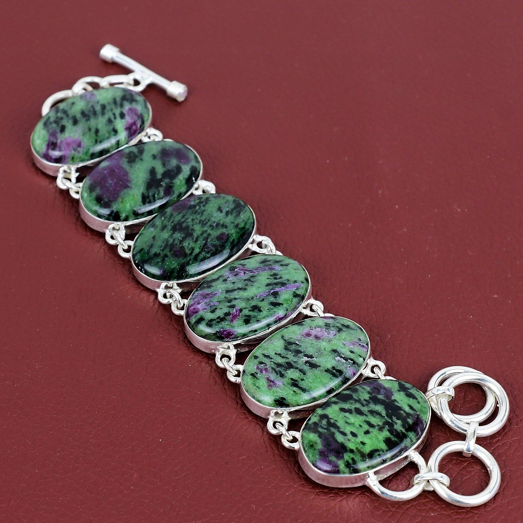 Ruby Zoisite Bracelet 925 Sterling Silver Bracelet Adjustable Chain Bracelet Ruby Zoisite Jewelry Handmade Gemstone Bracelet Gifts for Women
