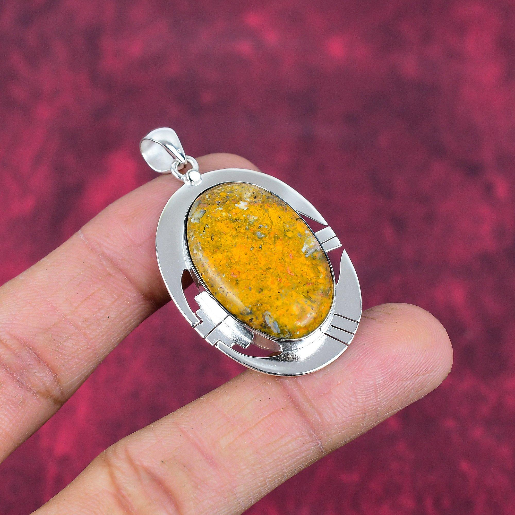 Bumblebee Jasper Pendant, 925 Solid Sterling Silver Gemstone Jewelry, Handmade Pendant, For Mother Day