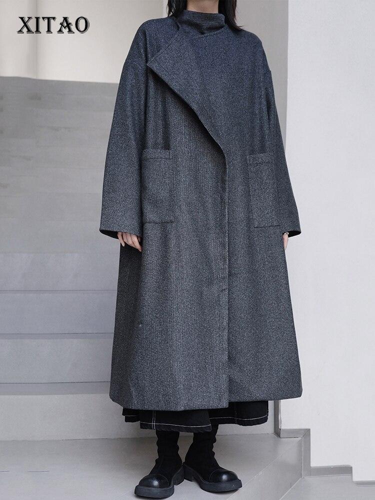 Xitao Volný jednobarevný patchwork Elegantní kabát s temperamentními směsmi SMH1014