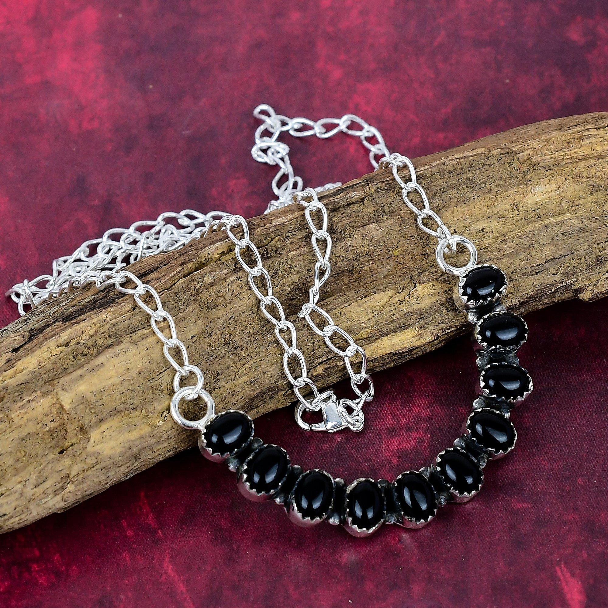 Black Onyx Necklace Gemstone Jewelry, 925 Solid Sterling Silver Handmade Necklace, Latest Design Jewelry