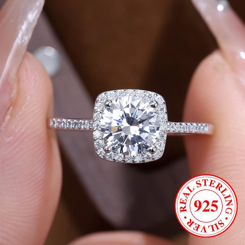 Classics 925 Sterling Silver Rings for Women Elegant Round Cut CZ Zircon Engagement Ring Wedding Jewelry Gifts