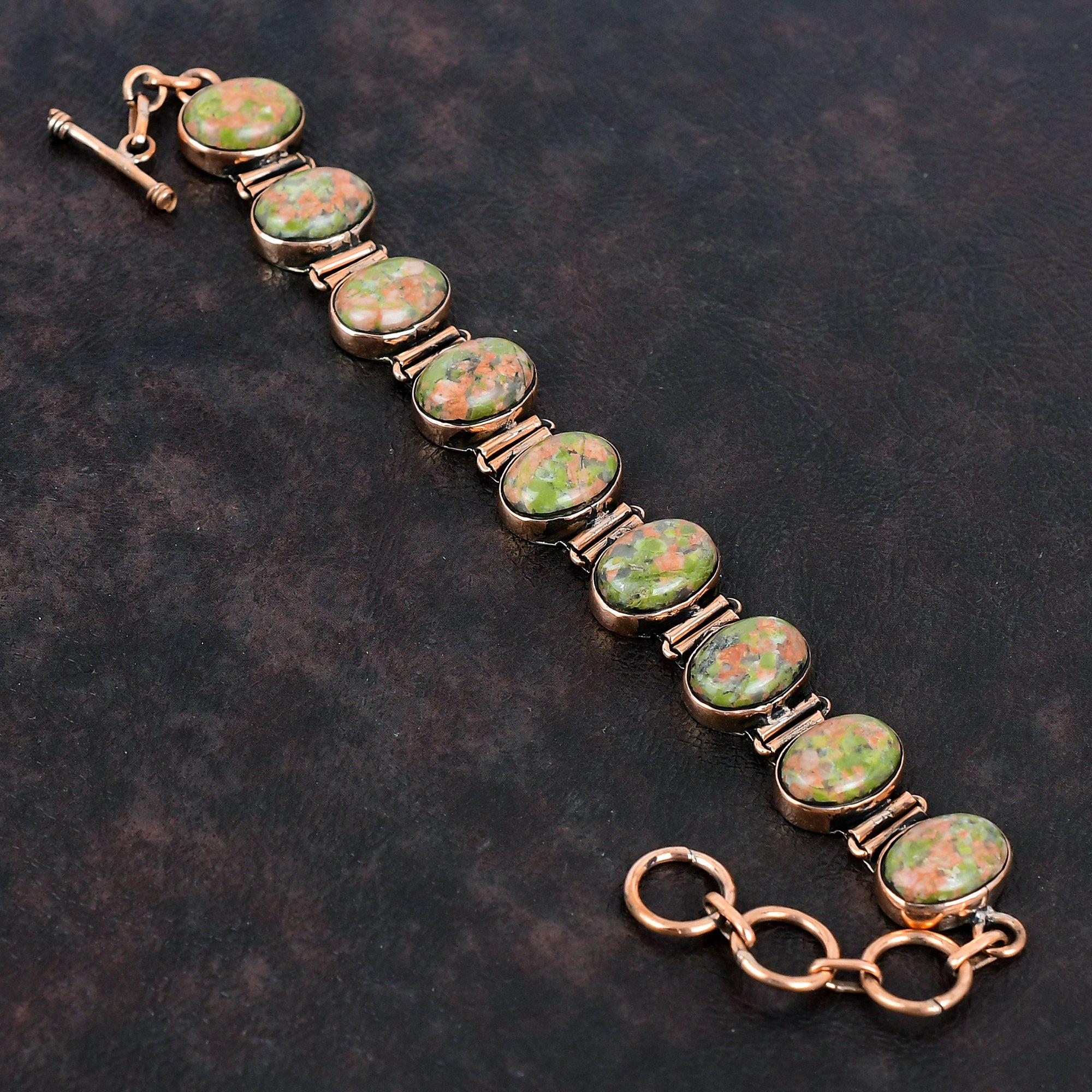 Unakite Bracelet Copper Bracelet Adjustable Chain Bracelet Handmade Jewelry Natural Gemstone Bracelet Antique Copper Jewelry Gifts For Women