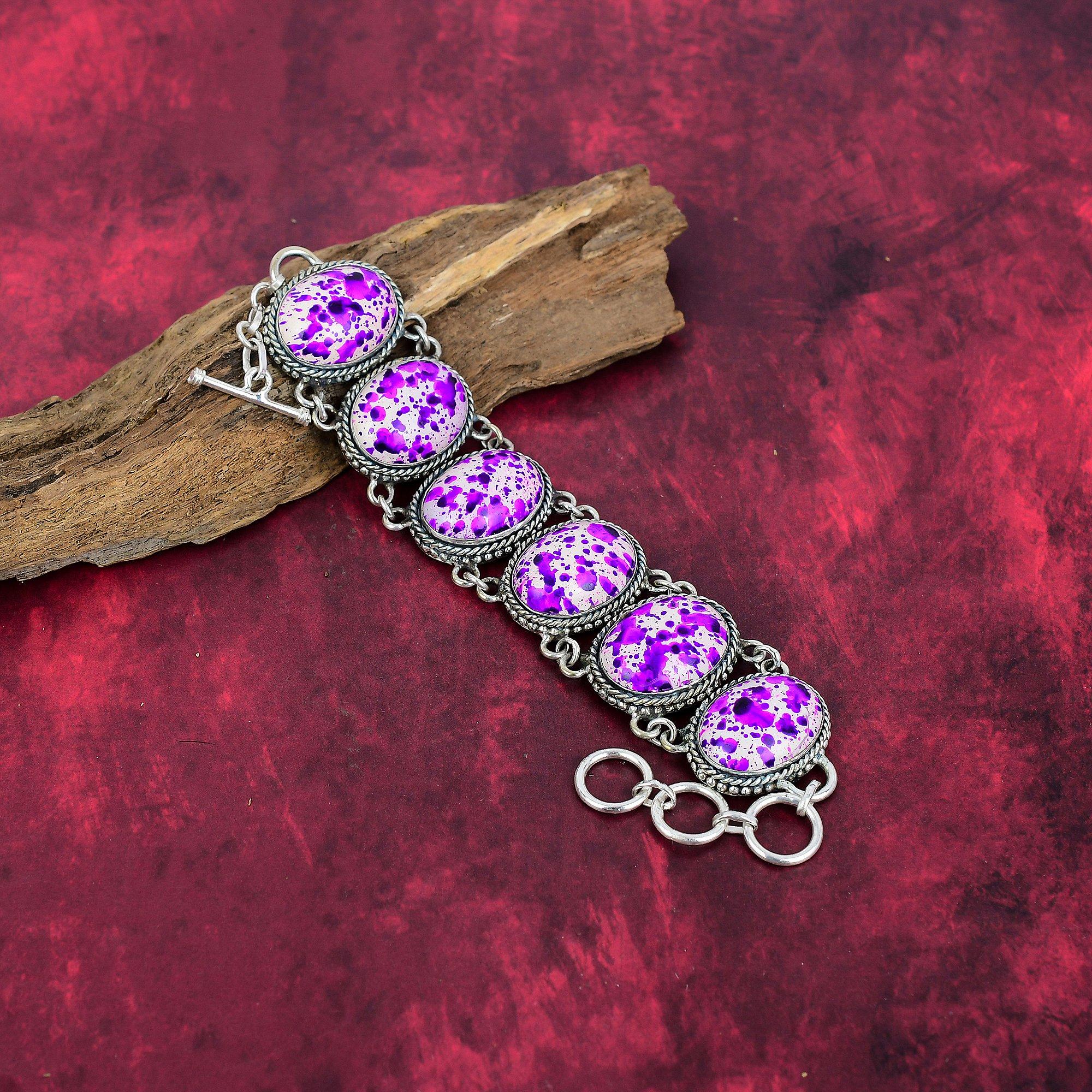Pink Sea Sediment Jewelry, 925 Solid Sterling Silver Gemstone Bracelet, Handmade Jewelry, For Memorial Day