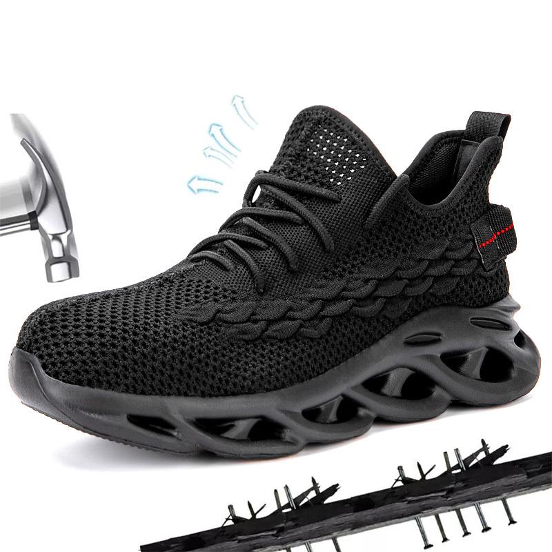 Arbeidsforsikring sko flyvevd pustende stålhode om sommeren. Anti-knusende og anti-piercing isolasjon arbeidssko