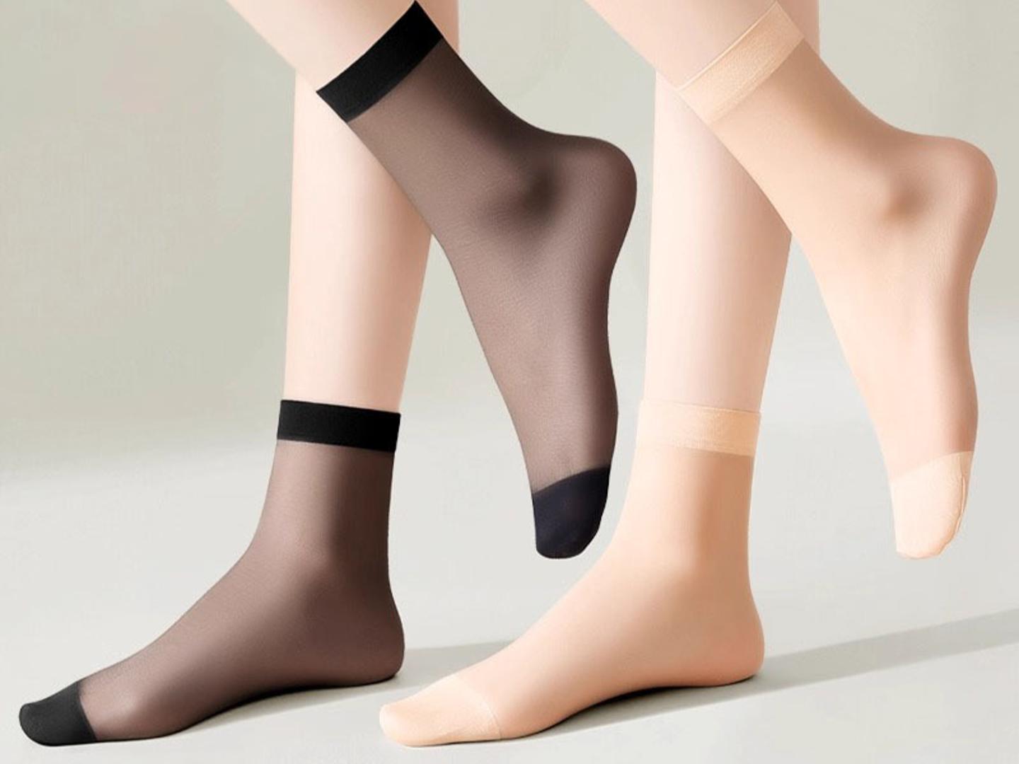 10Pairs Solid Color Socks Women Sexy Elastic Silky Transparent Thin Short Stockings Ladies Casual Ankle Socks