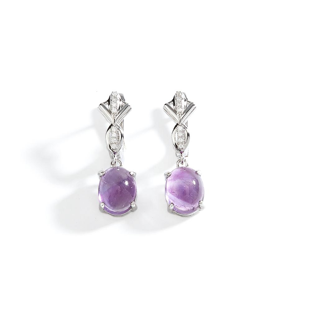 Elegant 925 Sterling Silver Women's Earrings Natural Amethyst Oval 8*10mm Gemstone Fine Jewelry for Women's Birthday Gifts