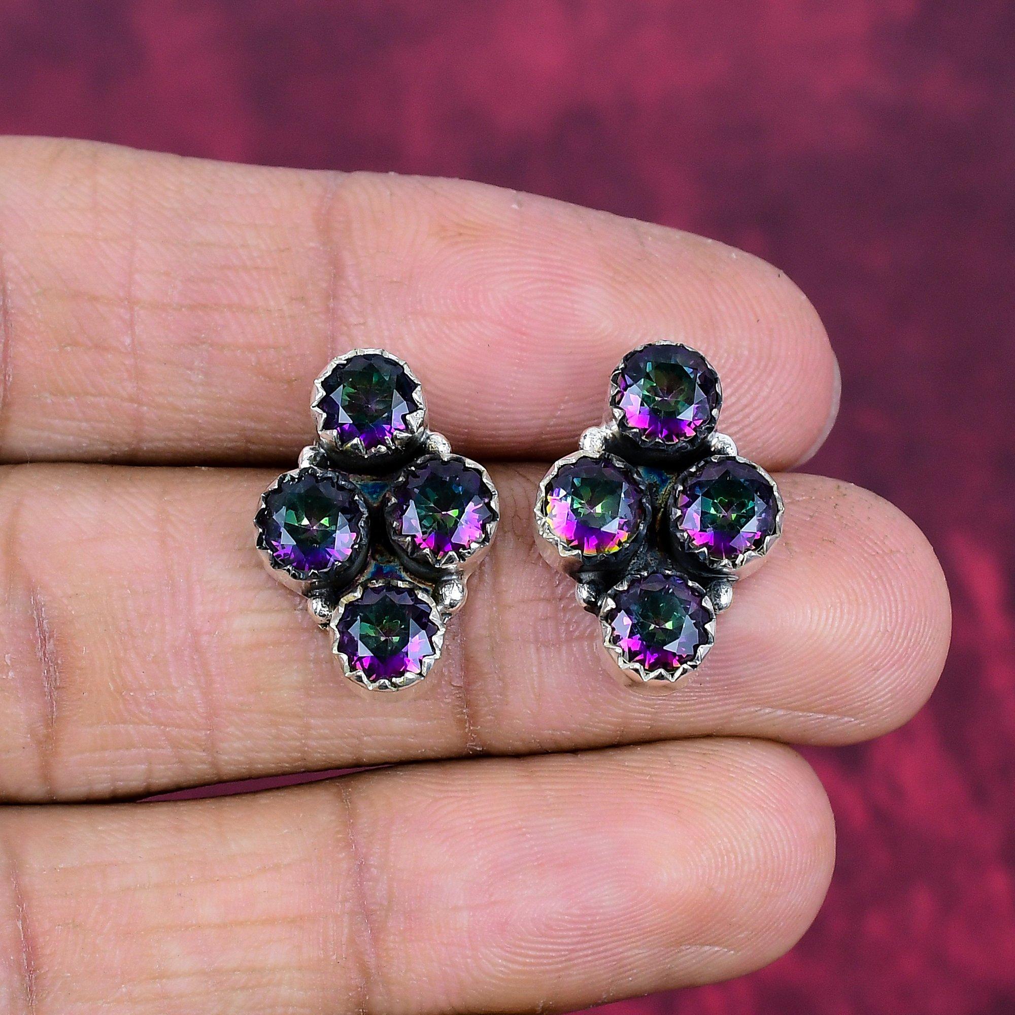 Mystic topaz Jewelry, 925 Solid Sterling Silver Earrings Jewelry, Handmade Earrings Gemstone Jewelry For Women