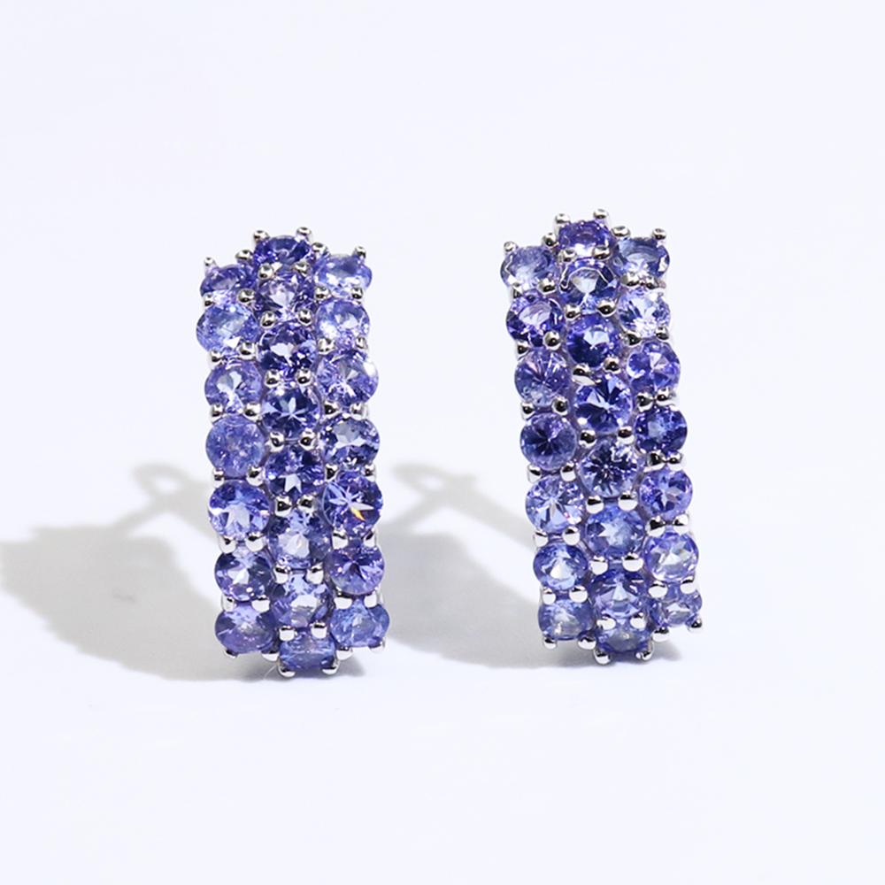 Classic design natural blue Tanzanite Clasp Earrings S925 silver atural gemstone jewelry fine jewelry precious gift for women