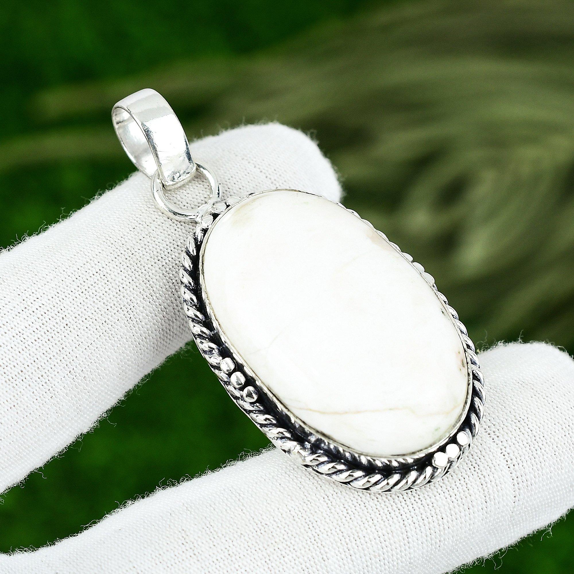Gift For Women Jewelry Pendant 925 Sterling Silver Natural Howlite Gemstone