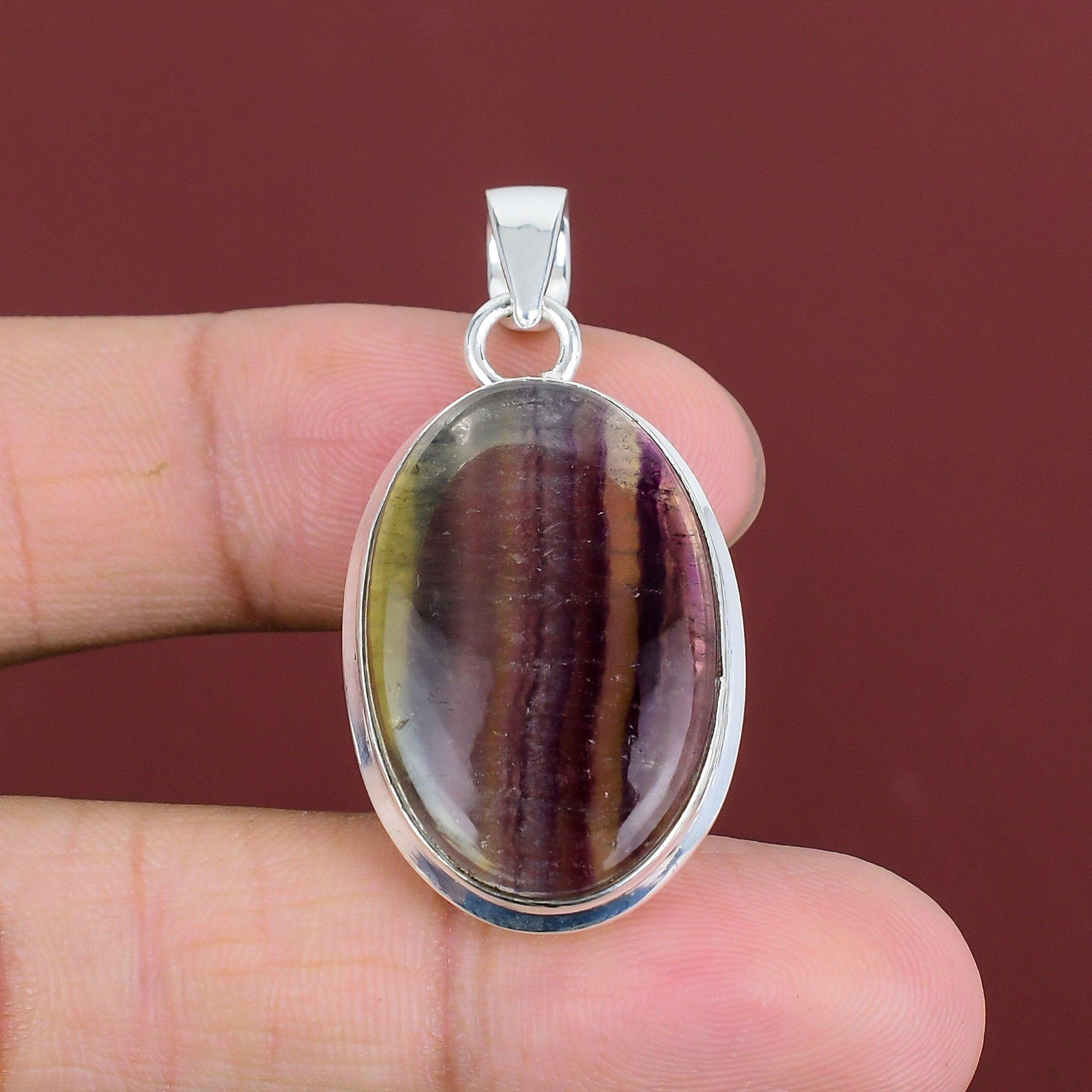 Multi Fluorite Pendant Gemstone Jewelry Elegant Pendant 925 Sterling Silver Pendant Unique Multi Fluorite Jewelry Handmade Pendant For Gifts