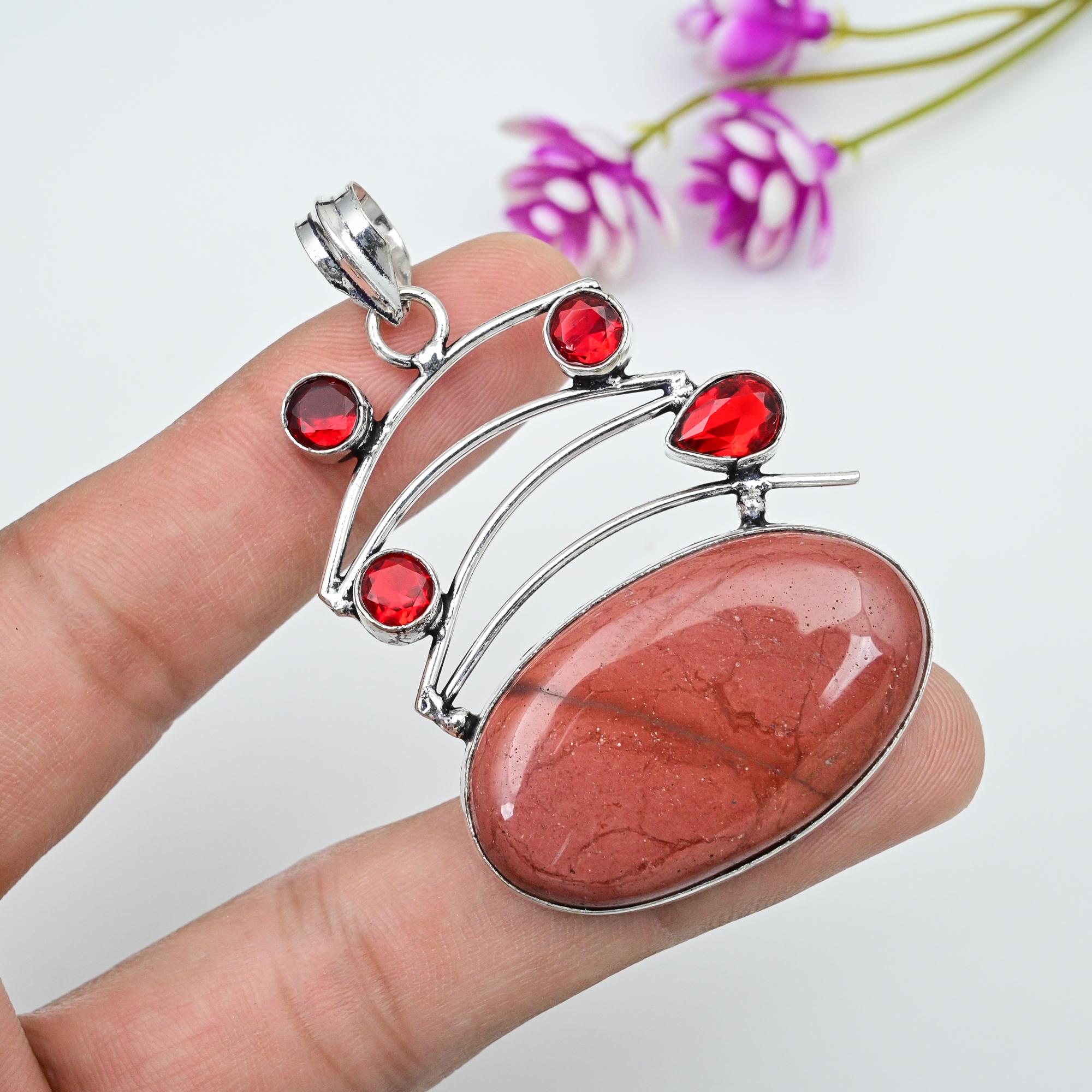 Mookaite, Garnet Pendant, 925 Solid Sterling Silver Pendant Handmade Gemstone Jewelry, Gifts For Wife Brand New Pendant