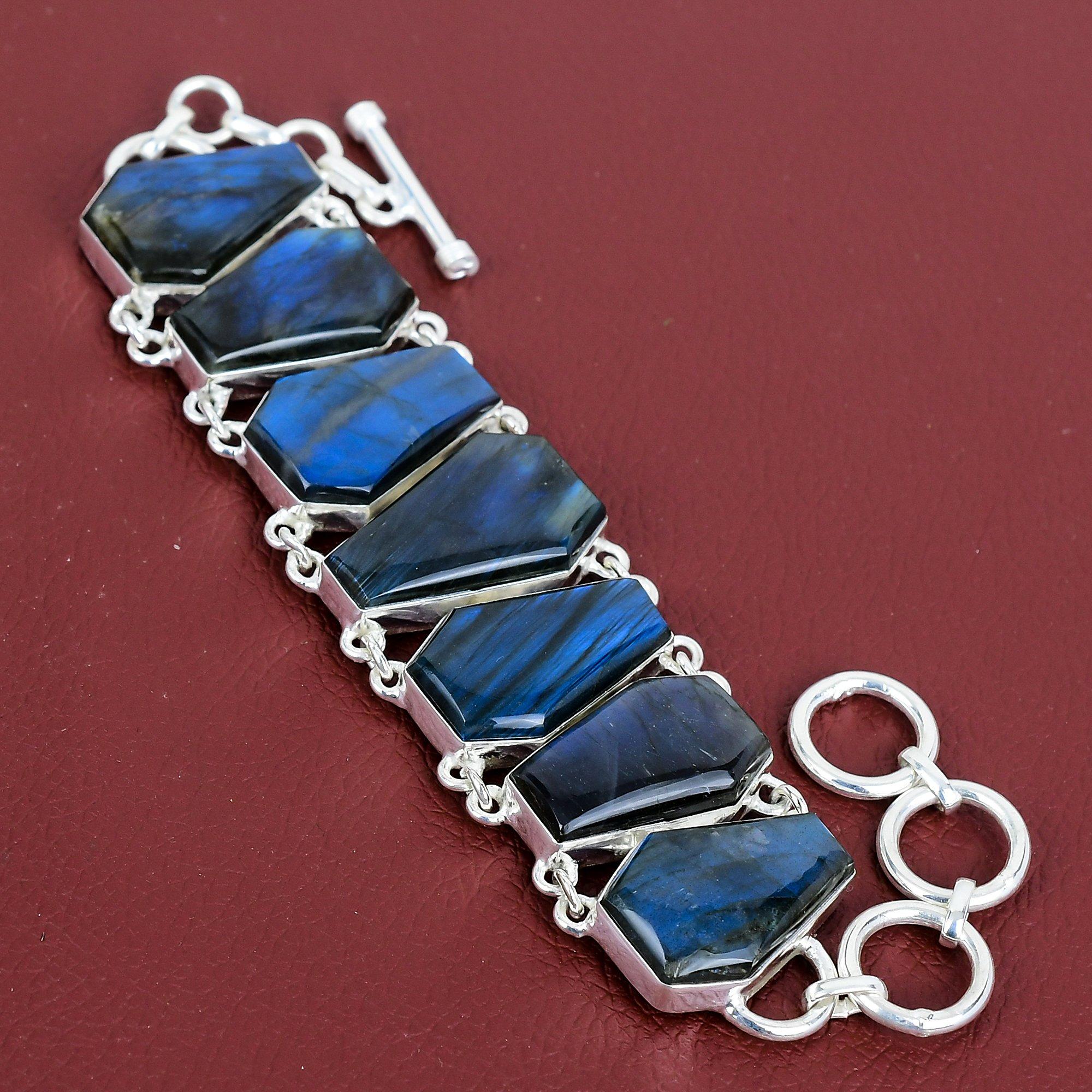 Labradorite bracelet natural gemstone bracelet 925 sterling silver adjustable chain bracelet unique jewelry handmade bracelet wedding gifts