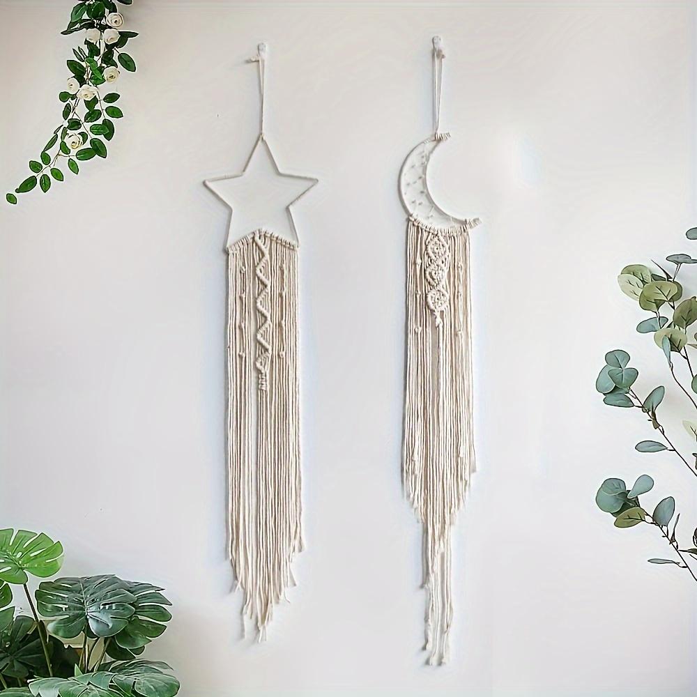 2pcs Star-Moon Room Hangings, Girls' Bedroom Decorations, Hand-woven Tapestries, Classroom Room Wall Hangings