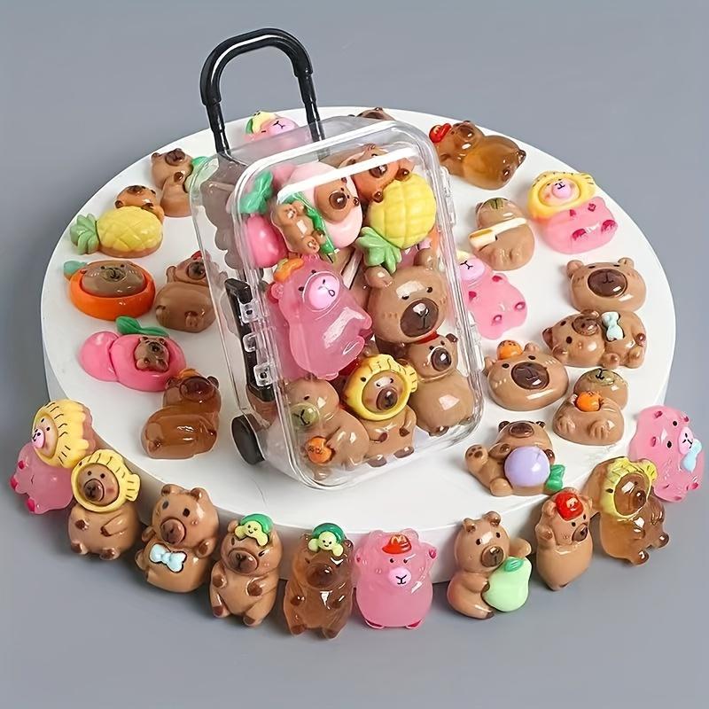 20 Mixed Capybara & 1 Suitcase,Colorful Fun Glow-in--Dark Cute Cartoon Capybara Ornaments, Fantasy Cartoon Animal Pendants Crafts