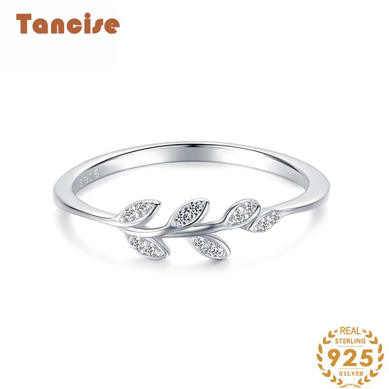 Tancise Classic 925 Sterling Silver  Zircon Ring Ladies Jewelry Wedding Promise Party Gift