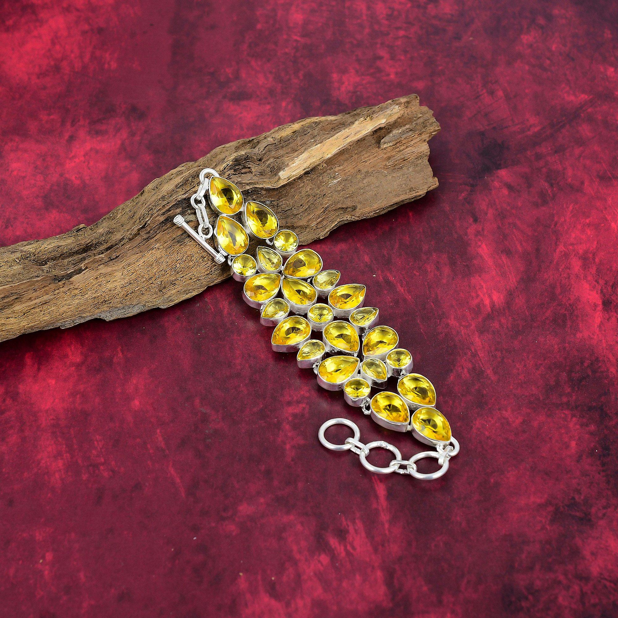 Citrine Jewelry, 925 Solid Sterling Silver Gemstone Bracelet, Handmade Jewelry, For Memorial Day