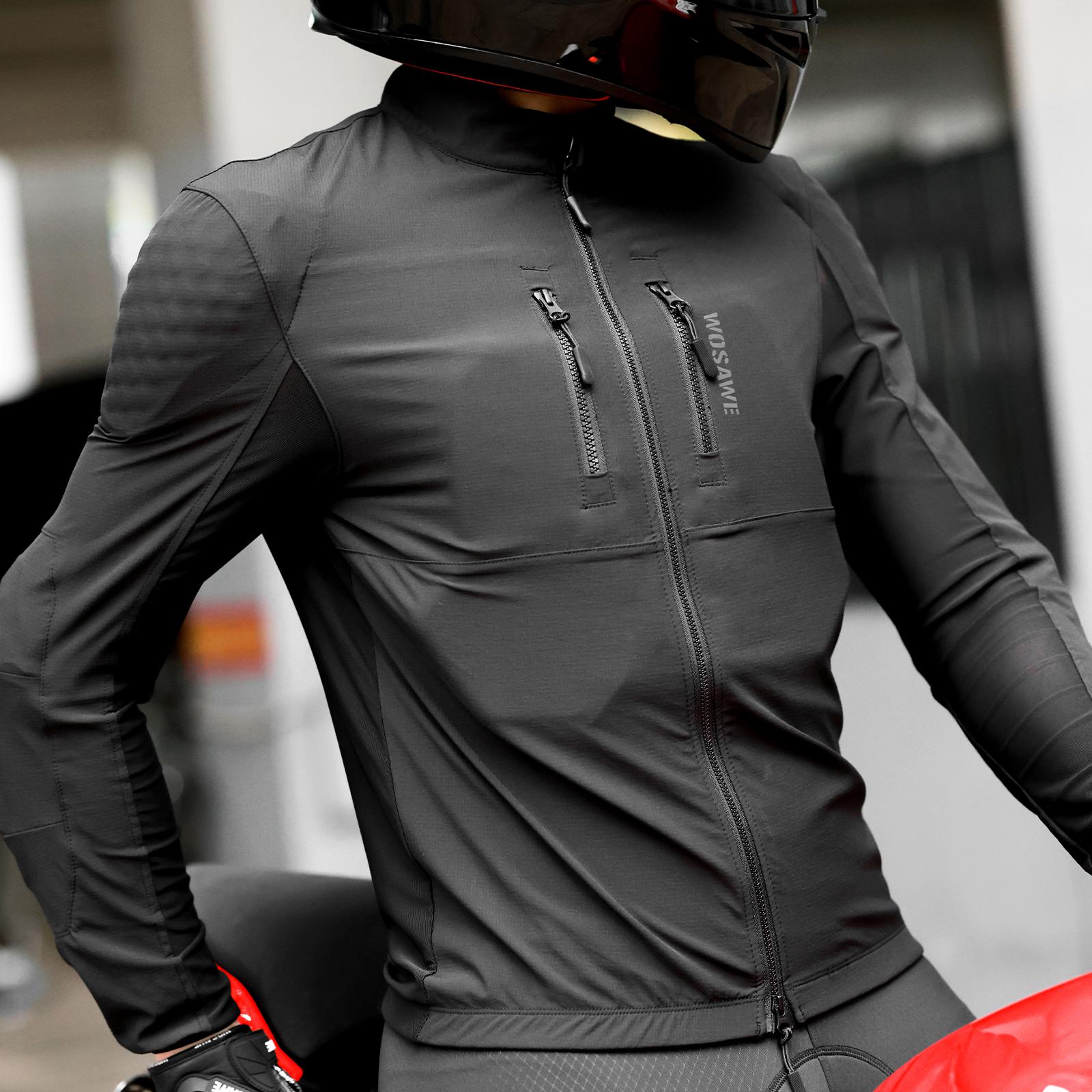 Wosawe Men CE Certified Rider Clothing Riding Chest Protectors Back Protectors Shoulder & Elbow Protectors Removable Soft Protectors Motorcycle Jacket