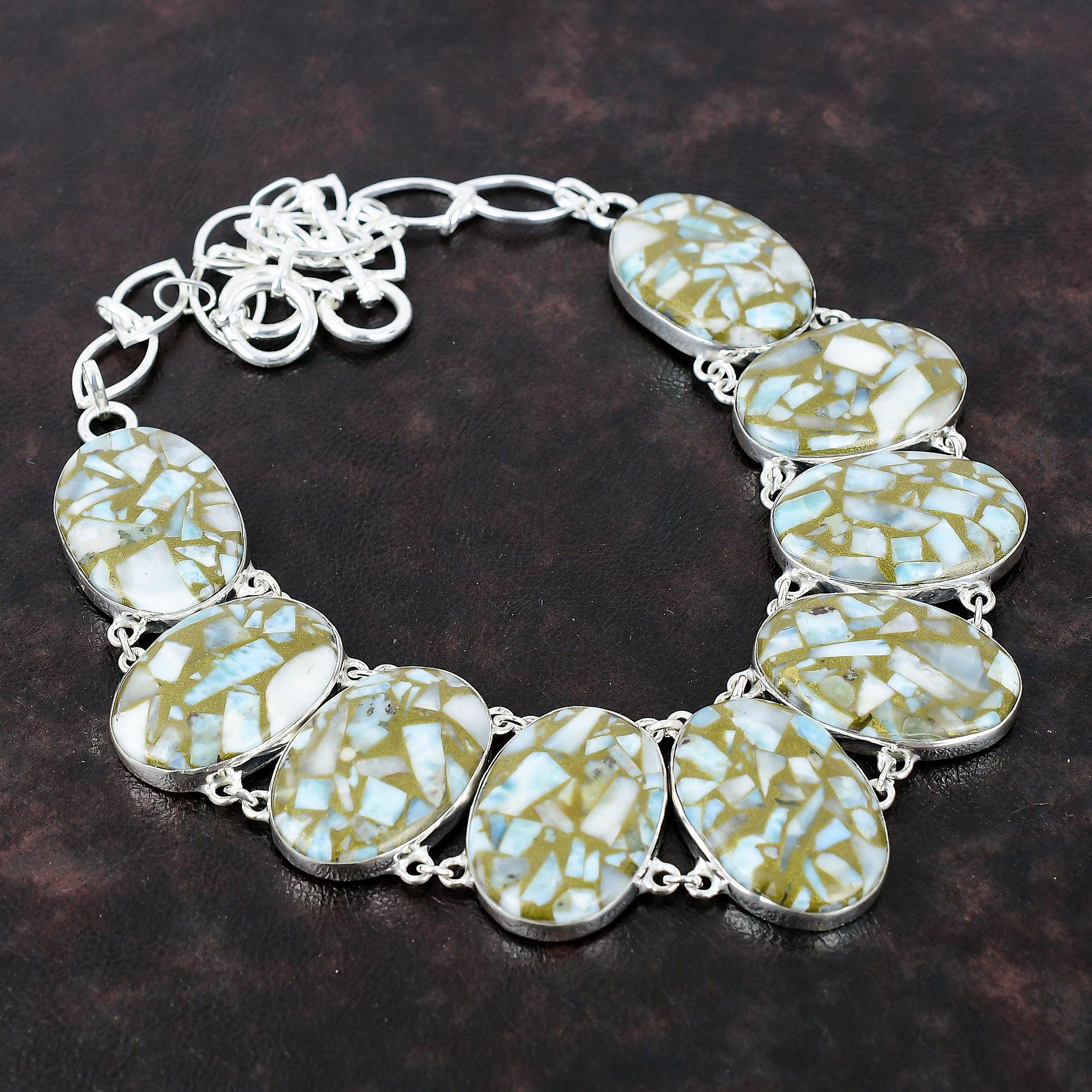 Kupfer Larimar Halskette 925 Sterling Silber Halskette echter Edelstein Schmuck verstellbare Kette Halskette Geschenk für Mädchen handgemachte erstaunliche Halskette