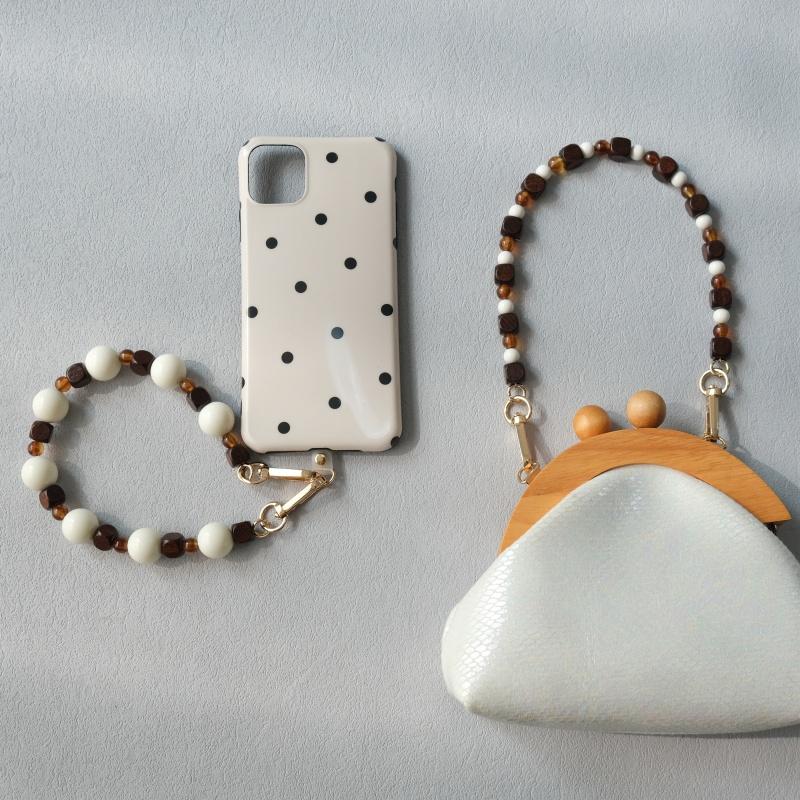 New Fashion Woman Bag Accessory Detachable Wood Beaded Chains Cute Acrylic Luxury Strap Women Elegant Bag Shoulder Handle Chain