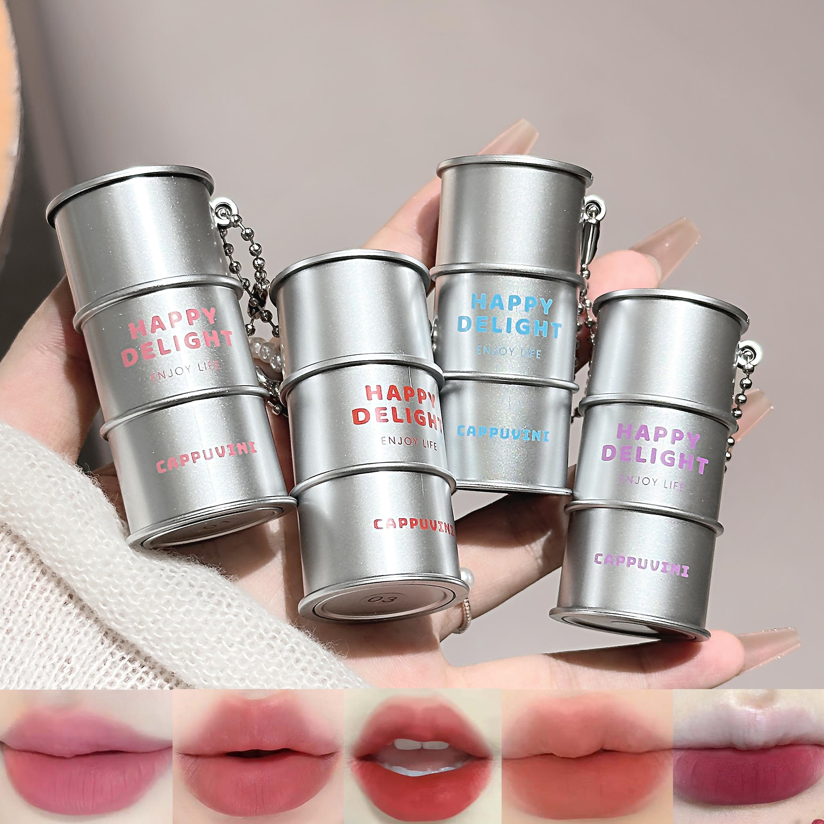 CAPPUVINI Five-color Cool Silver Tube Velvet Lip Gloss Nude Matte Lip Glaze Easy To Apply Makeup Pendant Lipstick