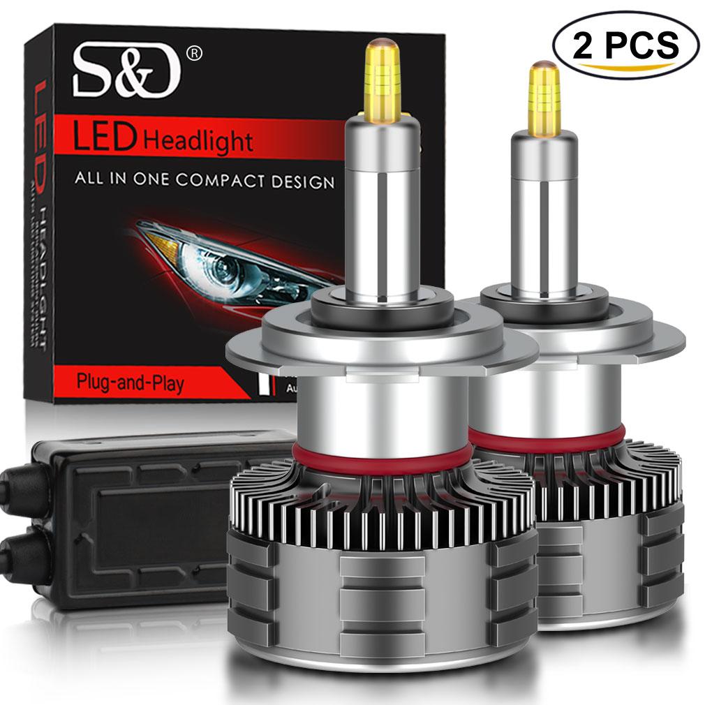 2stk H7 H11 LED billyktpærer 360 kobber for projektor hodelykt 80000LM HB3 9005 HB4 9006 LED Hir2 9012 Turbo Auto 12V 6500K