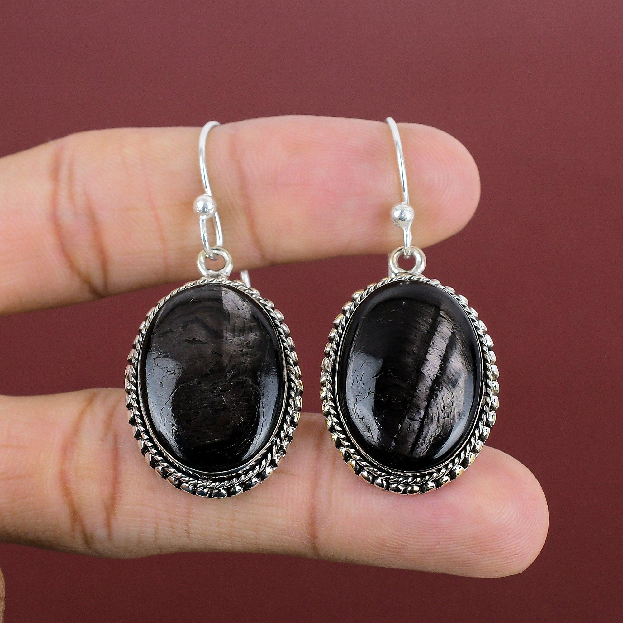 Hypersthene Earring Genuine Gemstone Jewelry Vintage Earring 925 Sterling Silver Earring Hypersthene Jewelry Handmade Jewelry Gifts For Wife