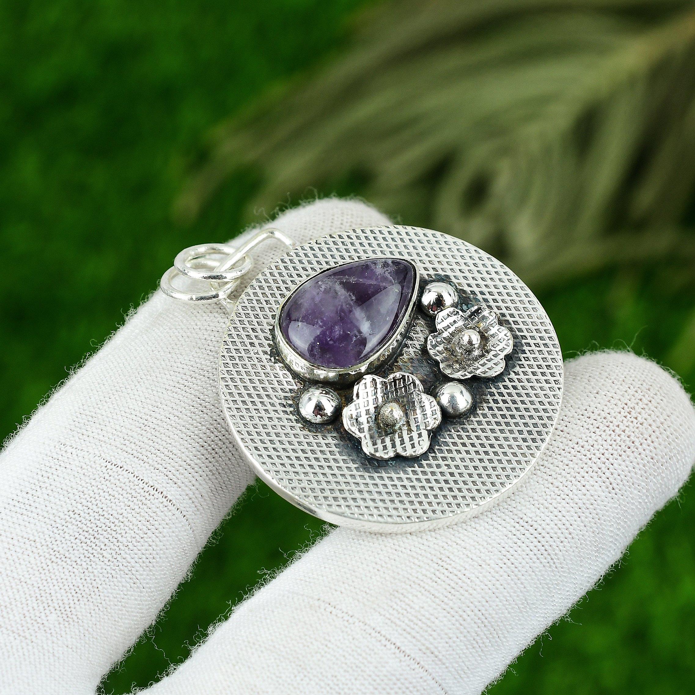 Wedding Gift For Her 925 Sterling Silver Natural Star Amethyst Gemstone Pendant