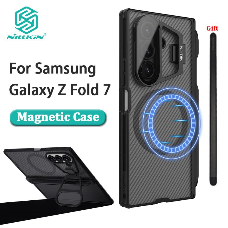 NILLKIN For Samsung Galaxy Z Fold 7 5G Case Magnetic Camshield Prop with S-Pen Case Transparency Camera Stand Cover Protection
