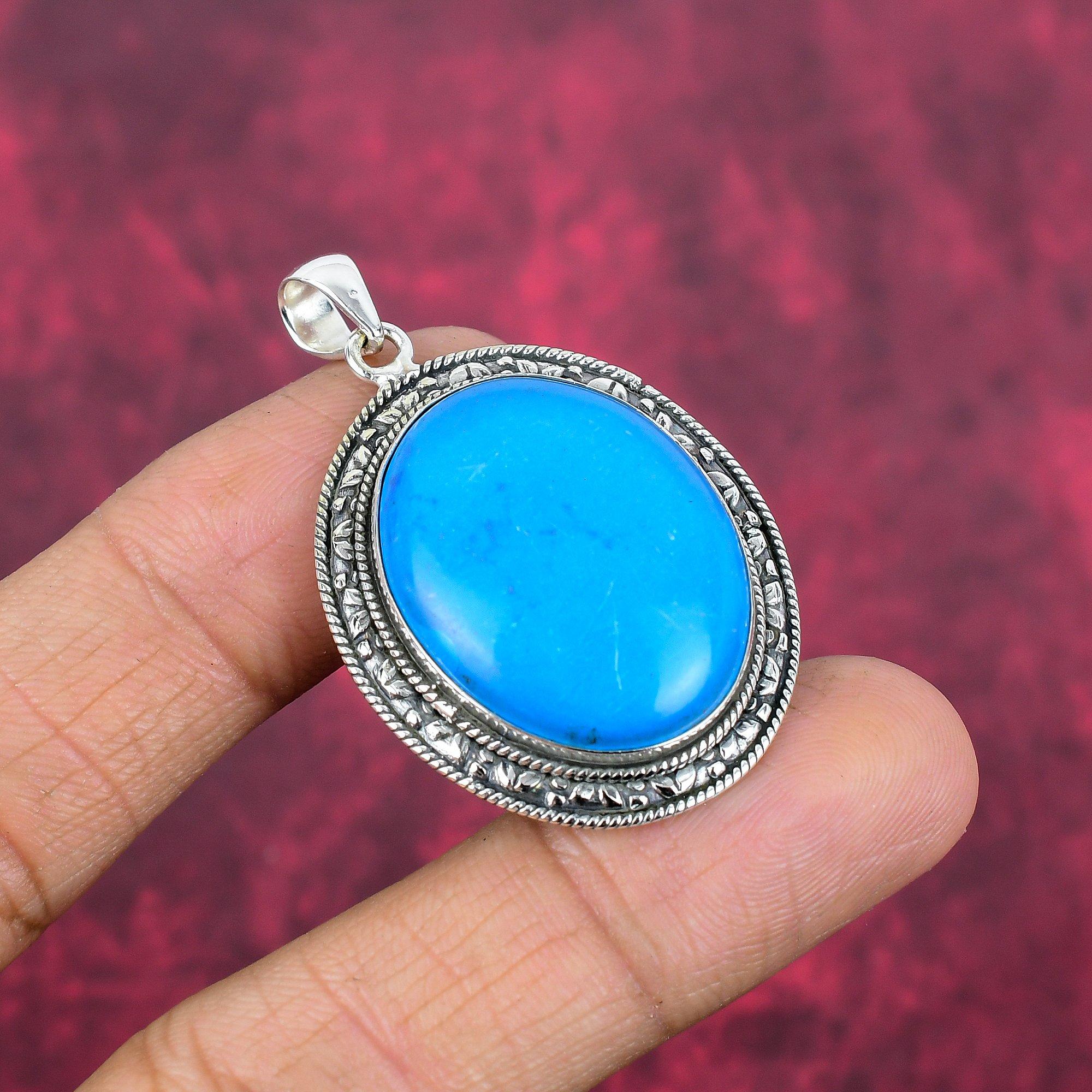 Sleeping Beauty Turquoise Pendant, 925 Solid Sterling Silver Gemstone Jewelry, Handmade Pendant, For Thanksgiving