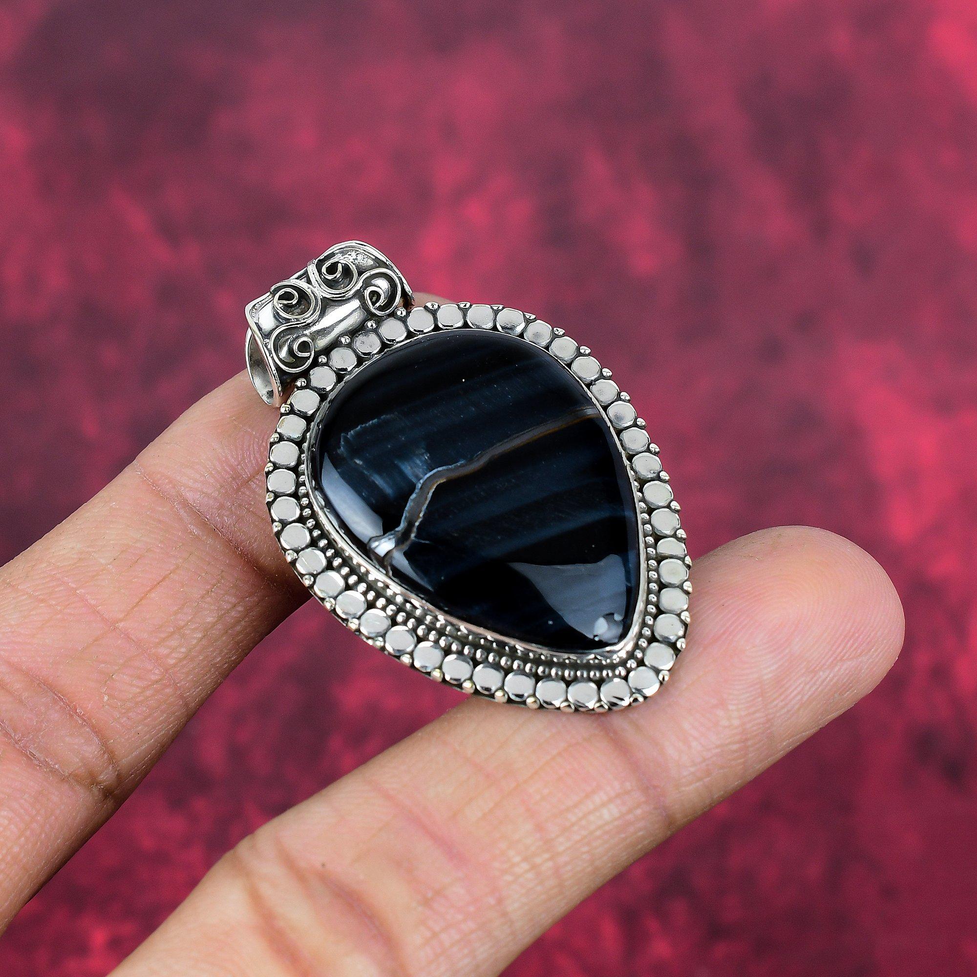 Blue Tiger 925 Solid Sterling Silver Pendant, Handmade Gemstone Pendant , Gift For Mom Antique Jewelry