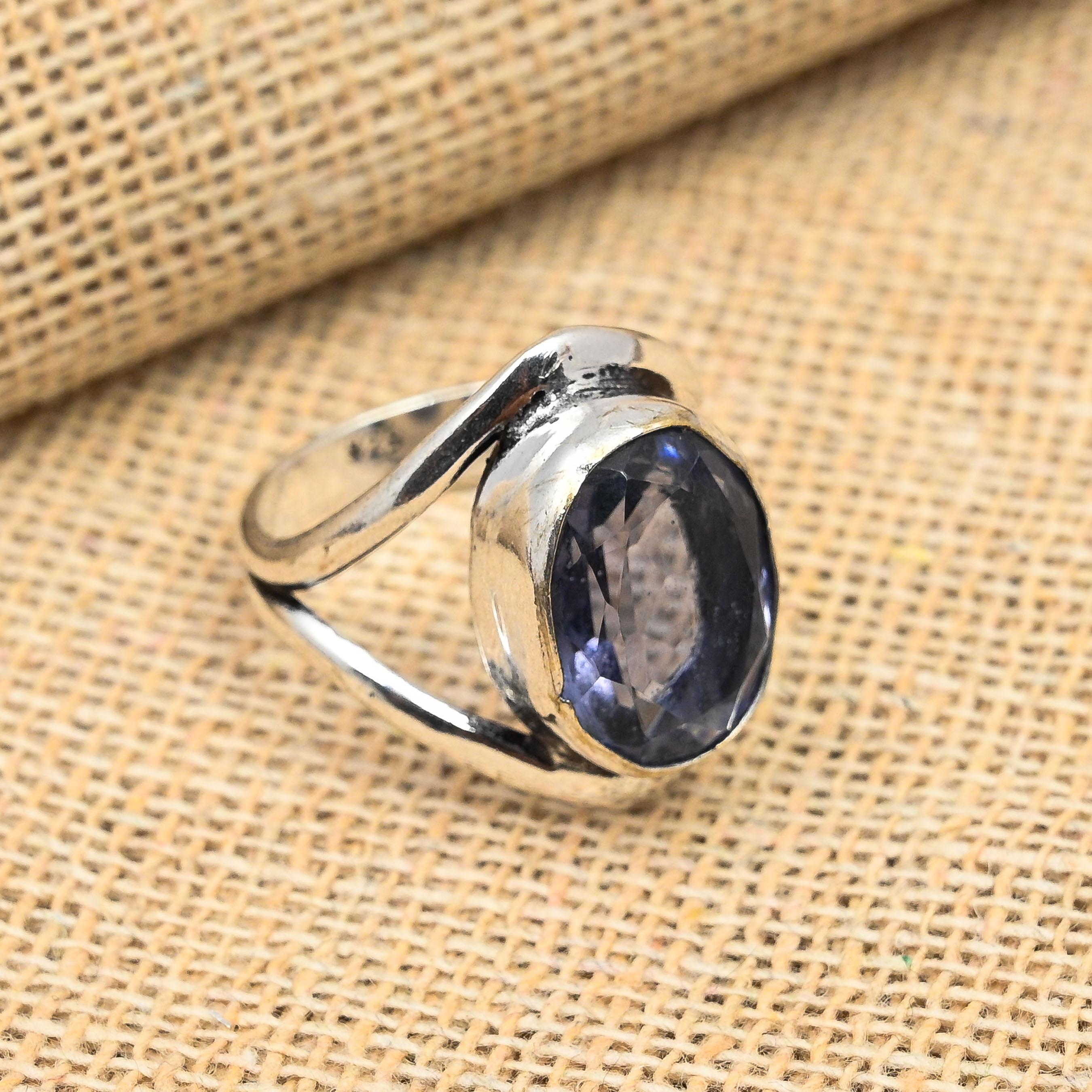 Attractive Iolite Gemstone Handmade 925 Solid Sterling Silver Jewelry For Wedding Gift