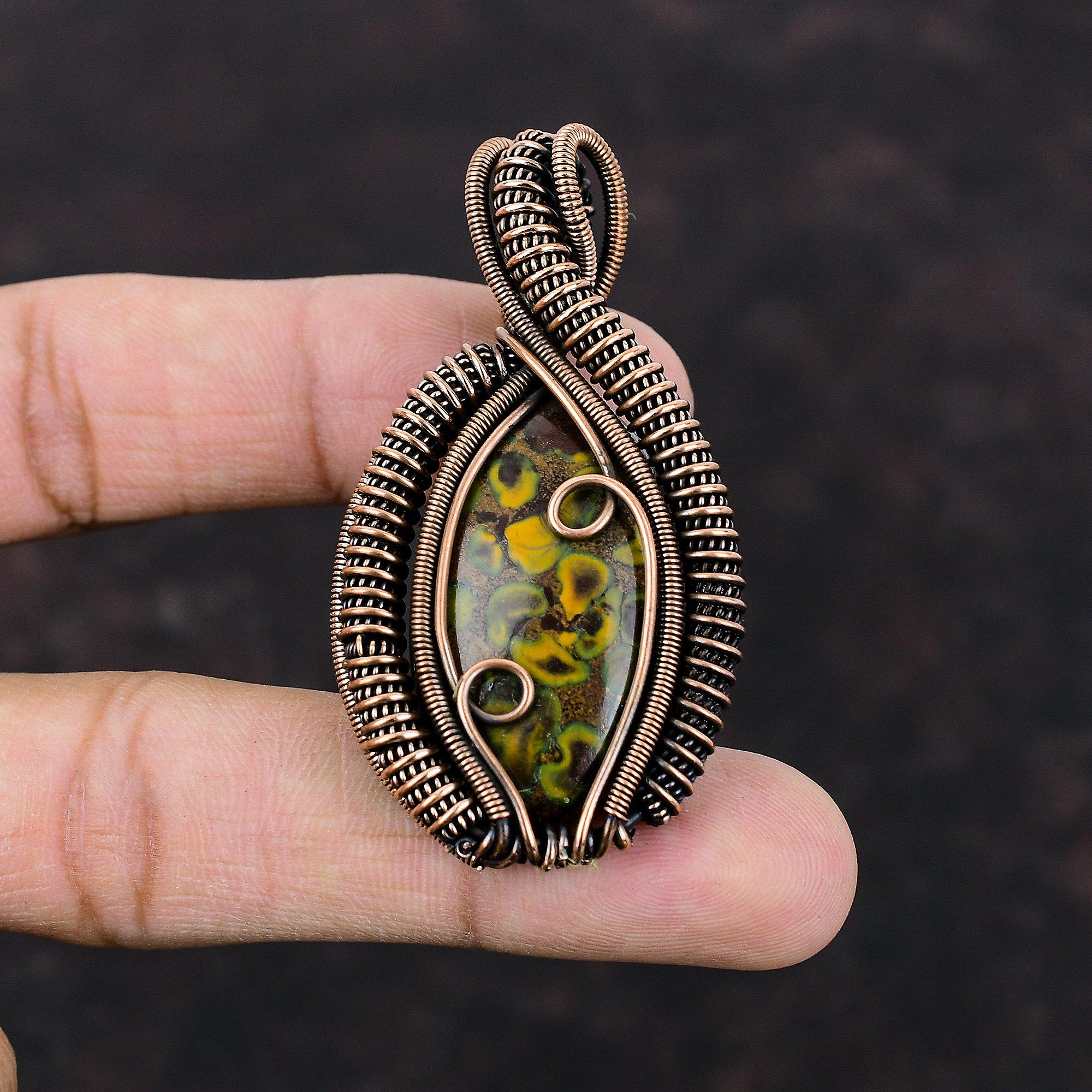Fruit Jasper Pendant Copper Wire Wrapped Gemstone Pendant Fruit Jasper Jewelry Handmade Pendant Copper Jewelry Gift For Her Elegant Jewelry