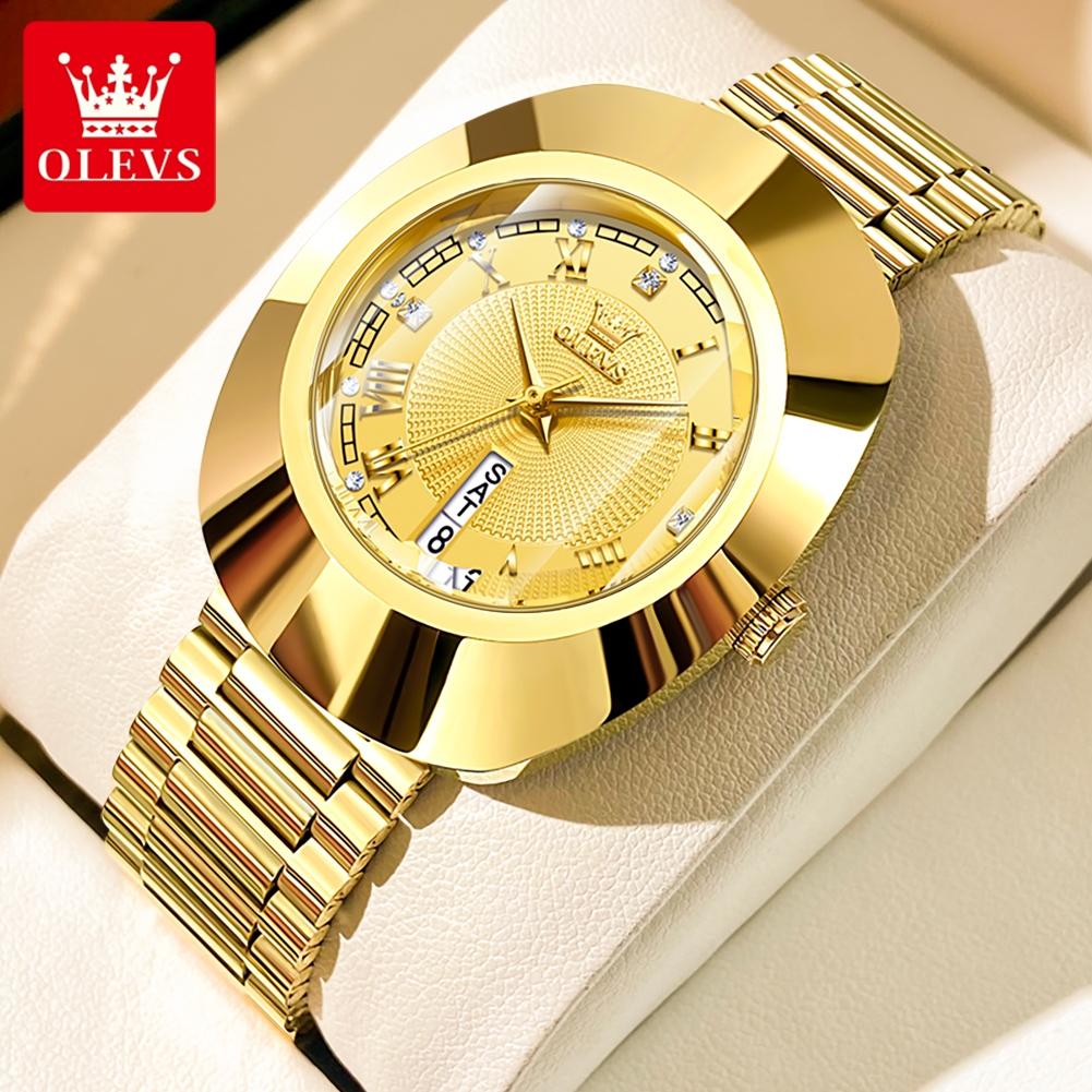 Ladies' Waterproof Quartz Watch Luxury Gold Case with Dual Calendar Display Fashion Accessories and Watches