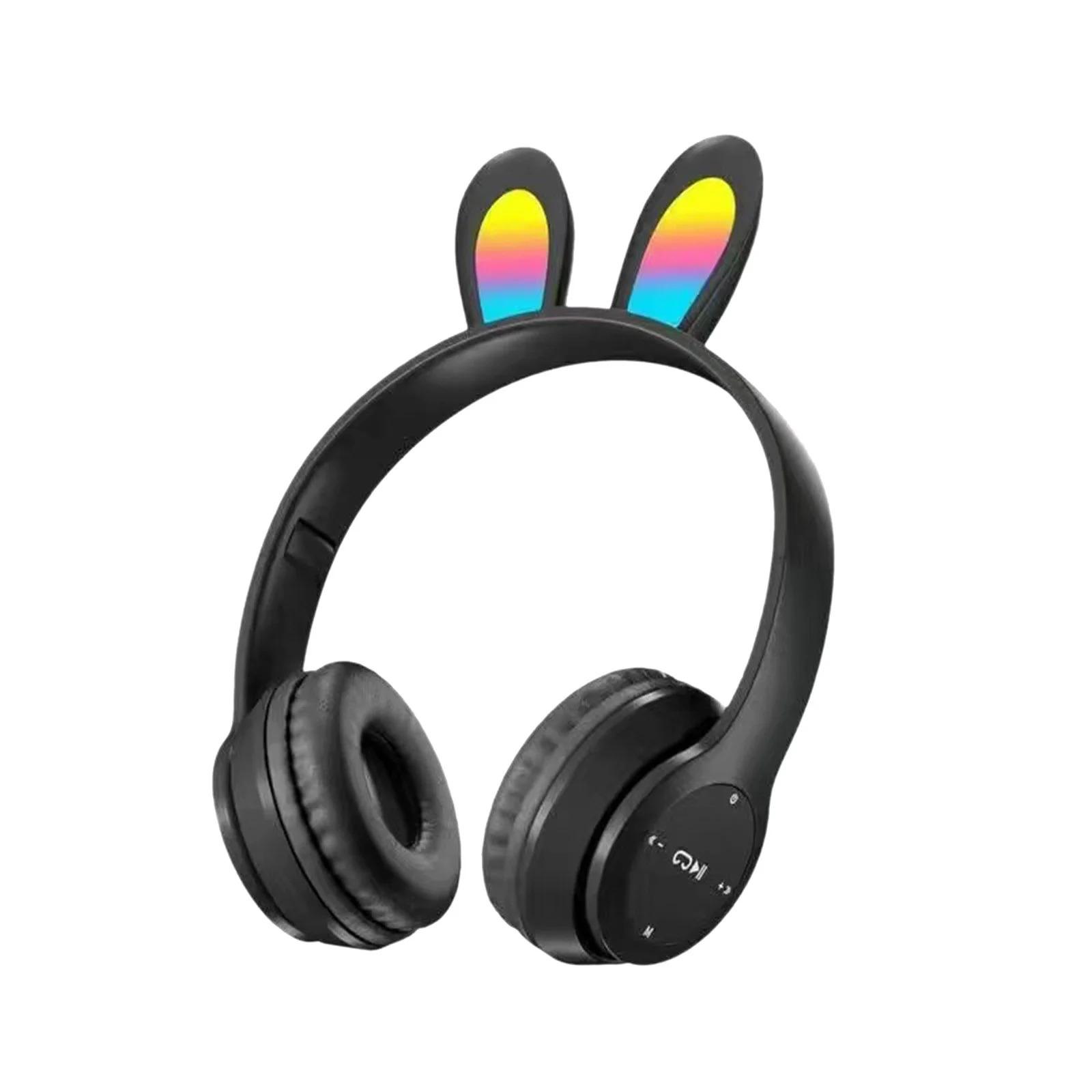 Ear Head Mounted Bluetooth Earbuds Foldable and Card Insertion Cute Ear Colorful Luminous Earbuds
